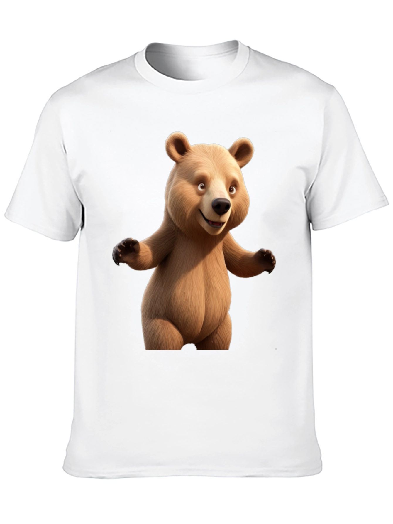 Cartoon Bear Graphic Tee - Black