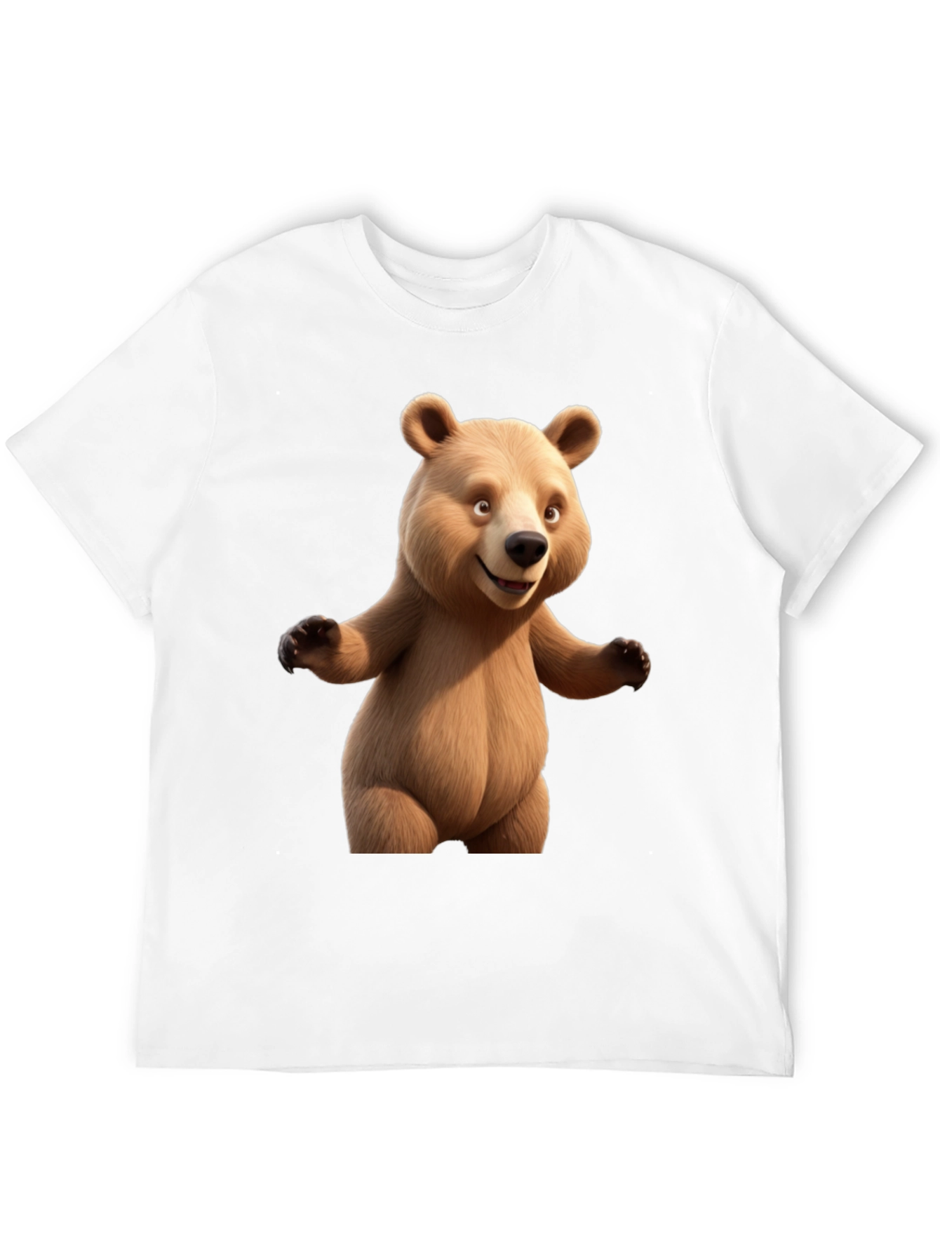 Cartoon Bear Graphic Tee - Black