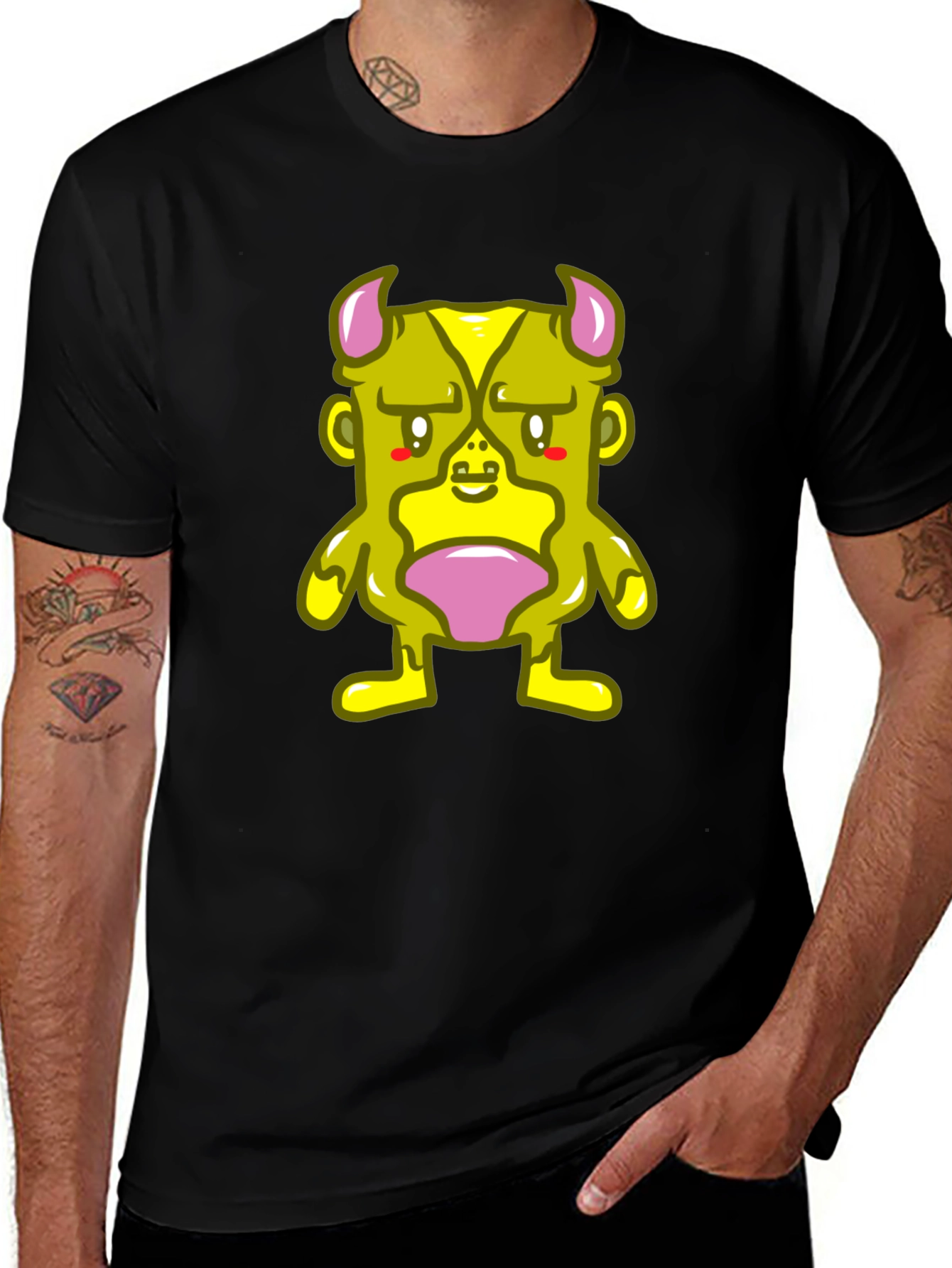 Monster Graphic Tee - Black Cotton Blend