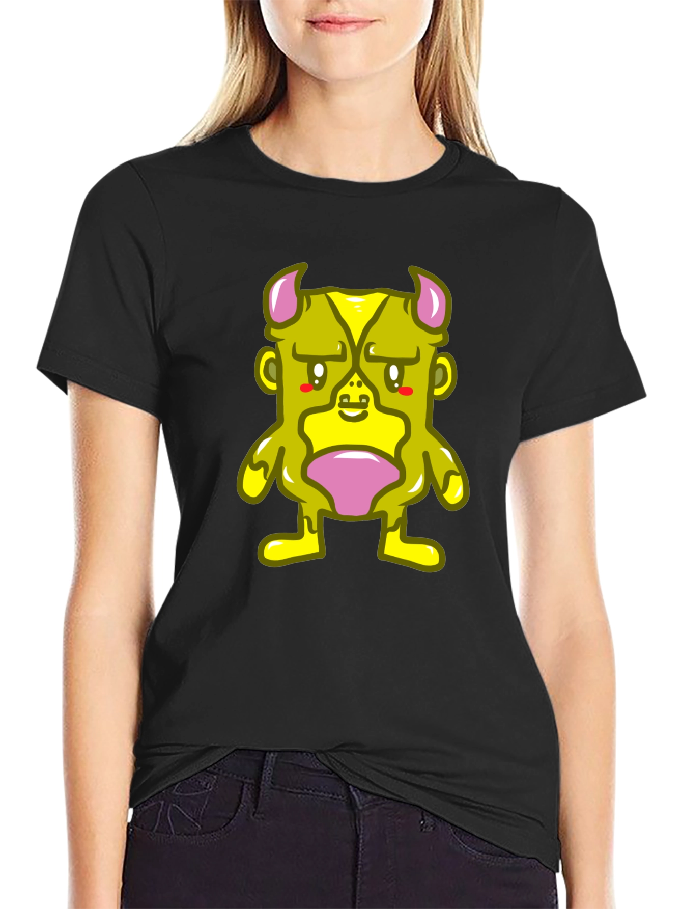 Monster Graphic Tee - Black Cotton Blend