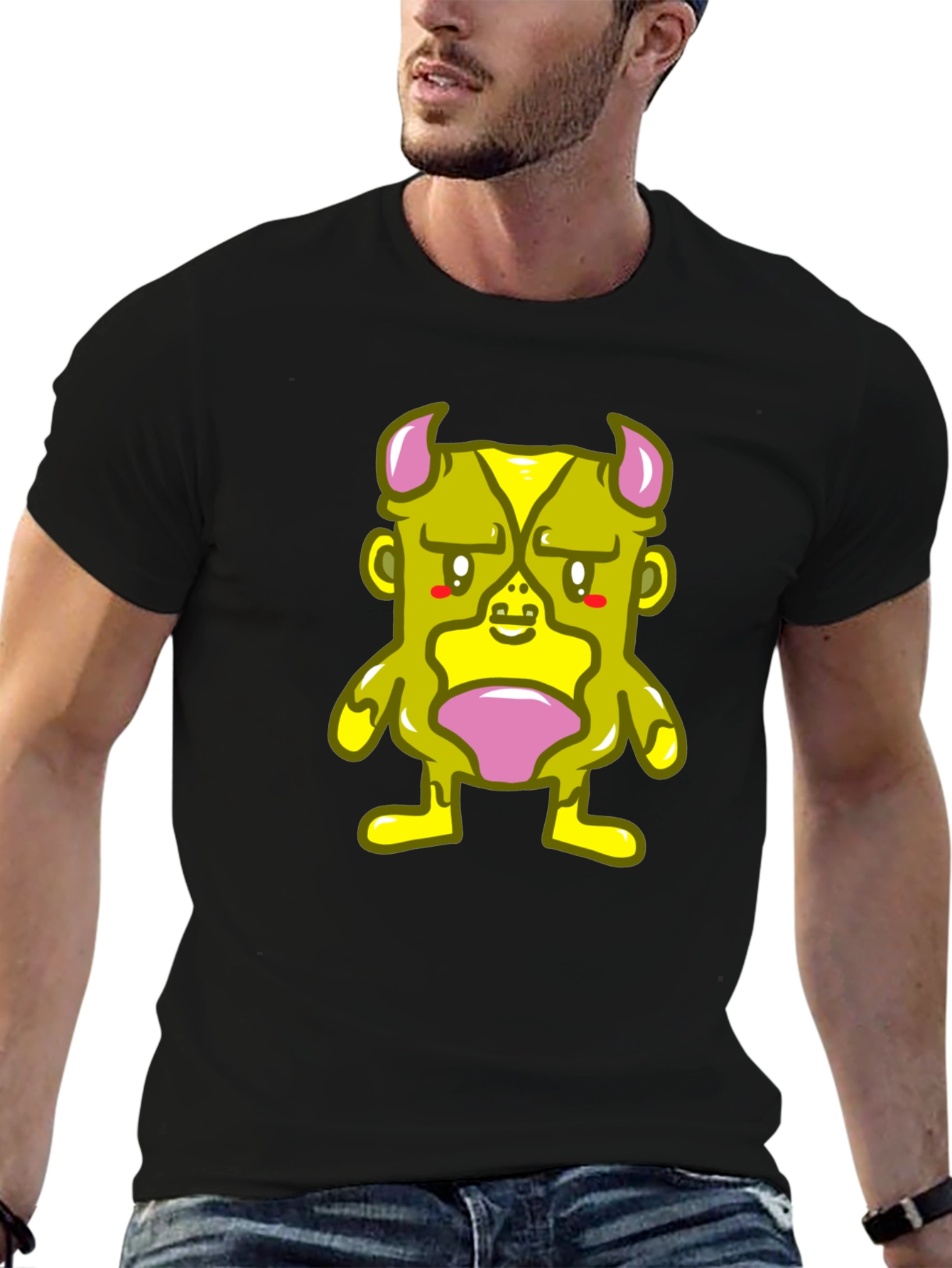 Monster Graphic Tee - Black Cotton Blend