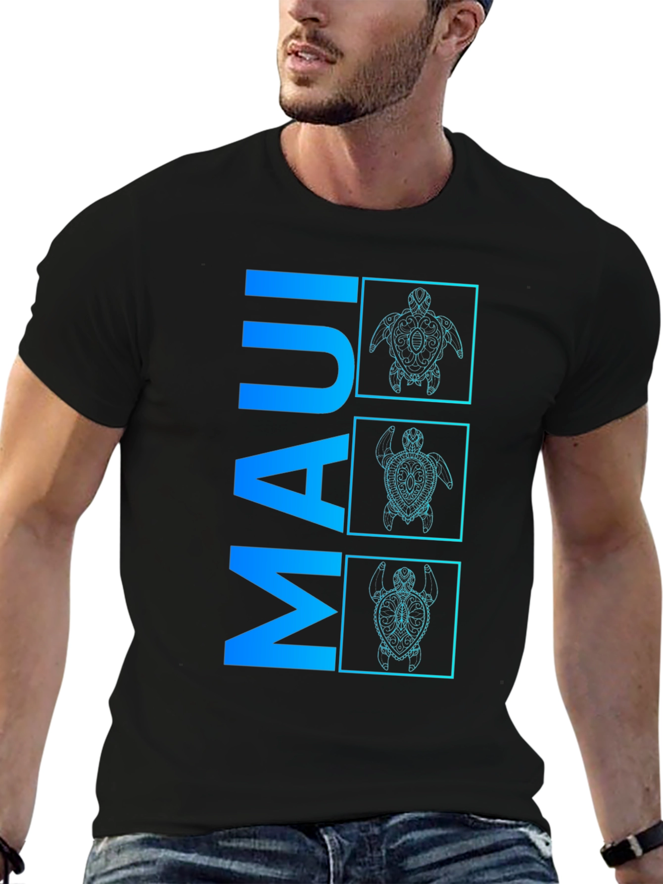 Maui Turtle Graphic Tee - Mens Black T-Shirt