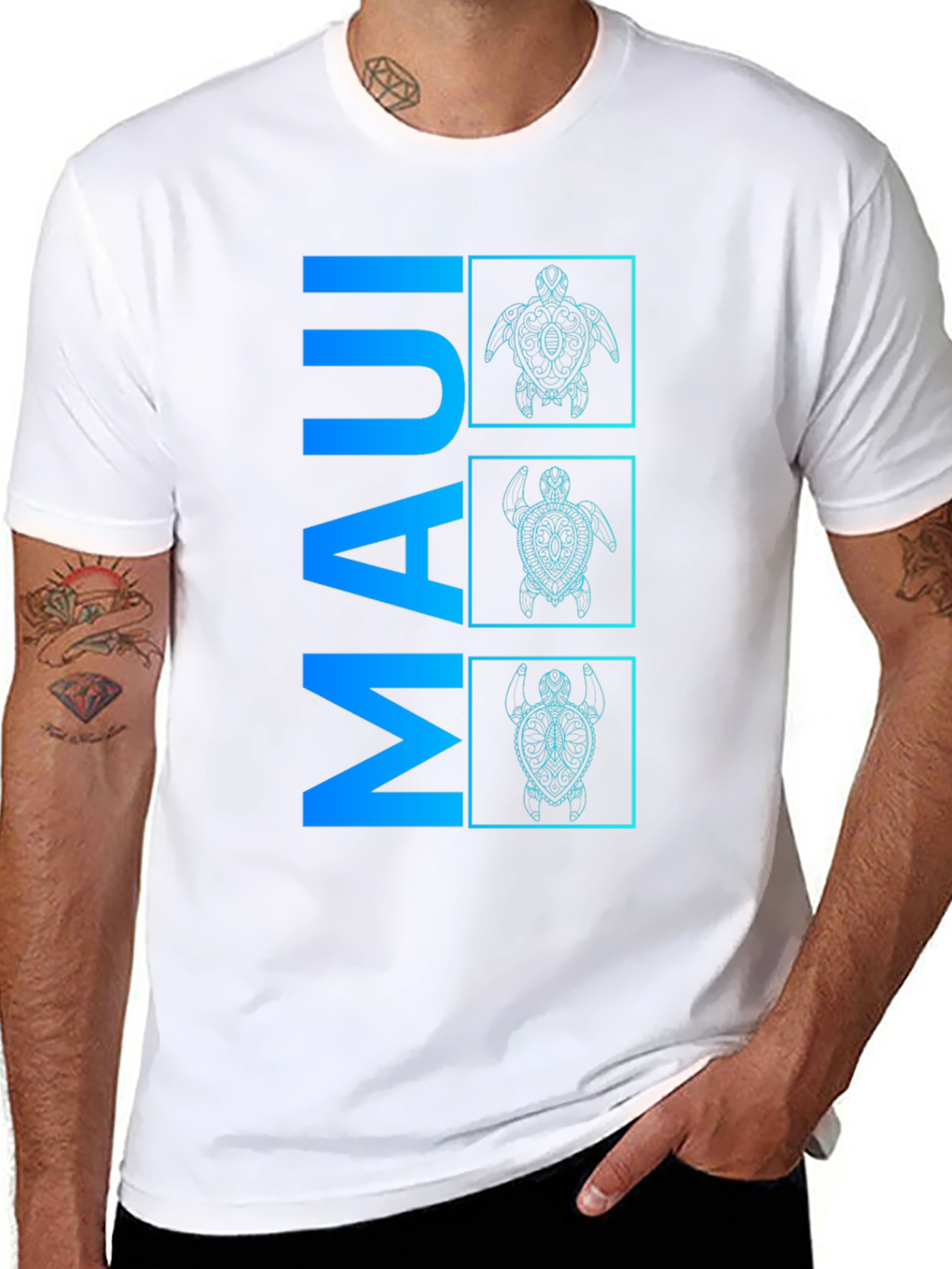 Maui Turtle Graphic Tee - Mens Black T-Shirt