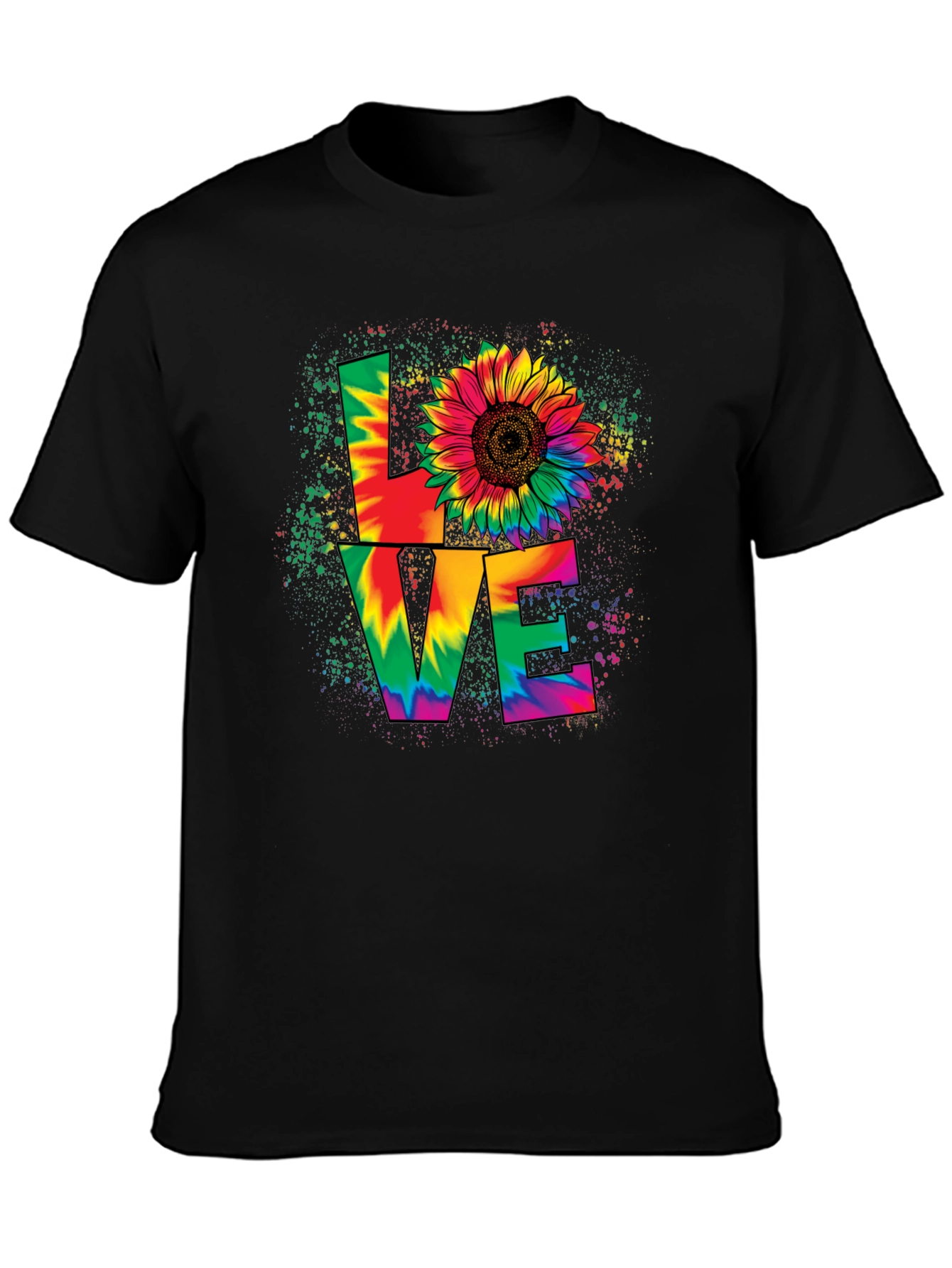 Tie-Dye Love Sunflower Graphic T-Shirt