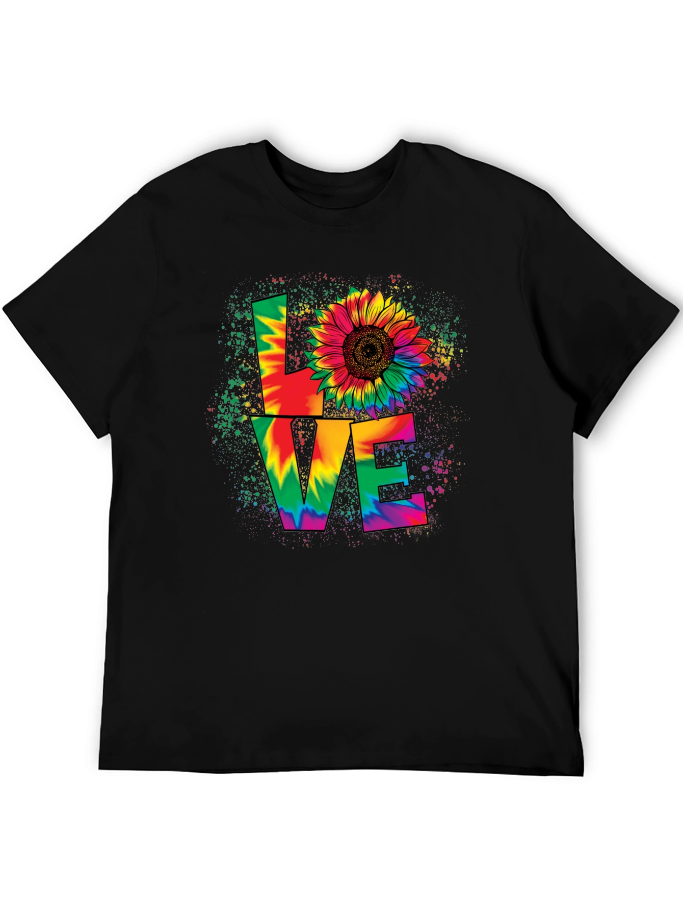 Tie-Dye Love Sunflower Graphic T-Shirt