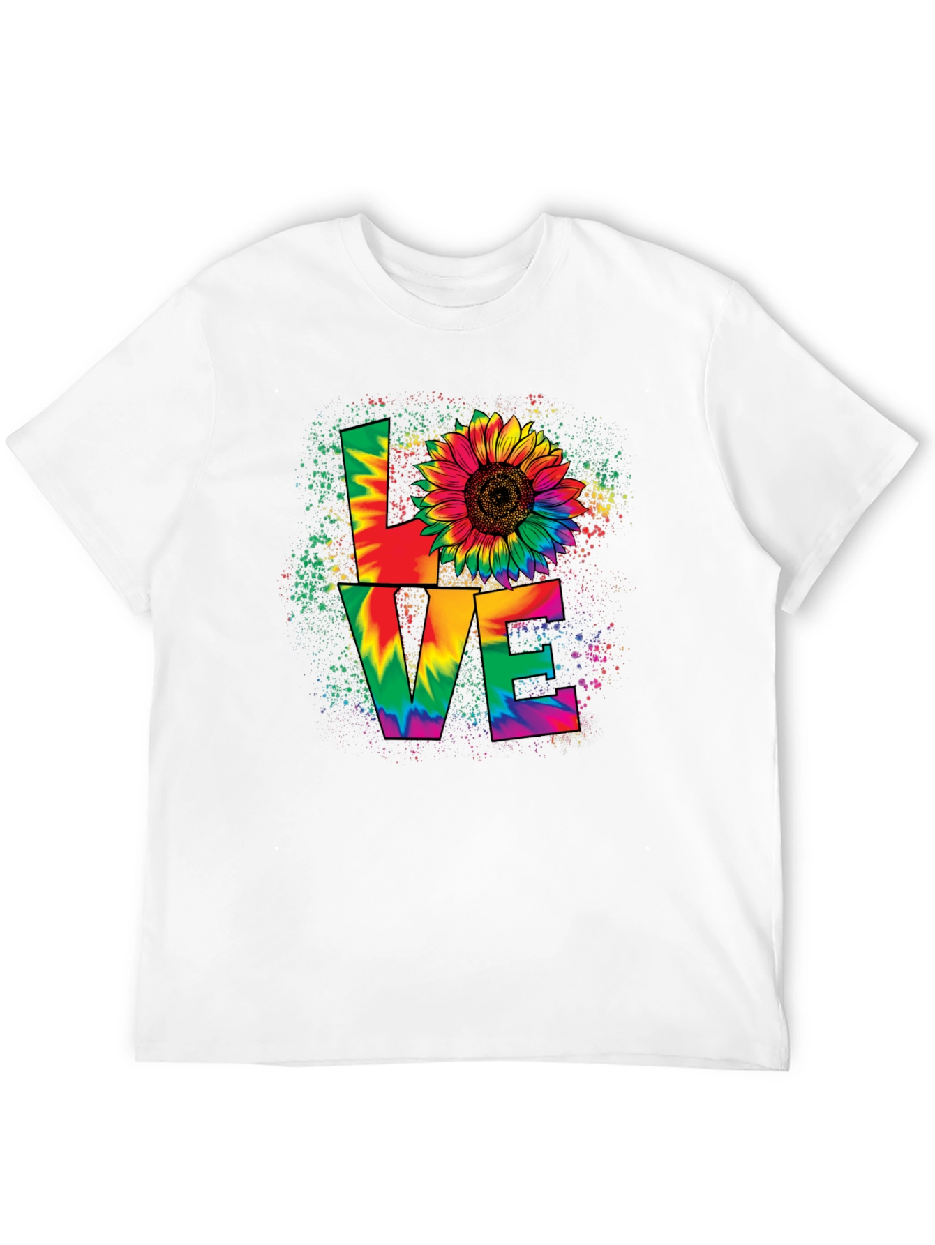 Tie-Dye Love Sunflower Graphic T-Shirt