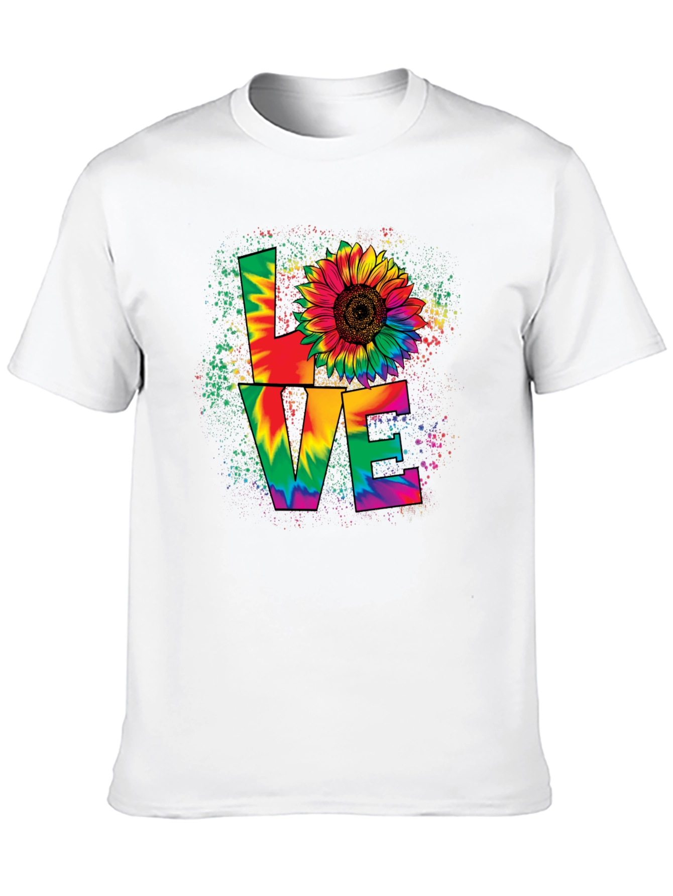 Tie-Dye Love Sunflower Graphic T-Shirt
