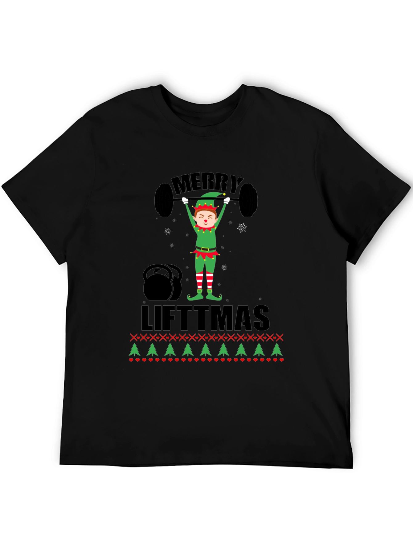 Merry Liftmas Weightlifting Elf Holiday T-Shirt