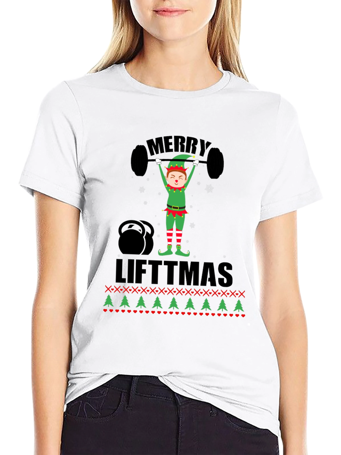 Merry Liftmas Weightlifting Elf Holiday T-Shirt