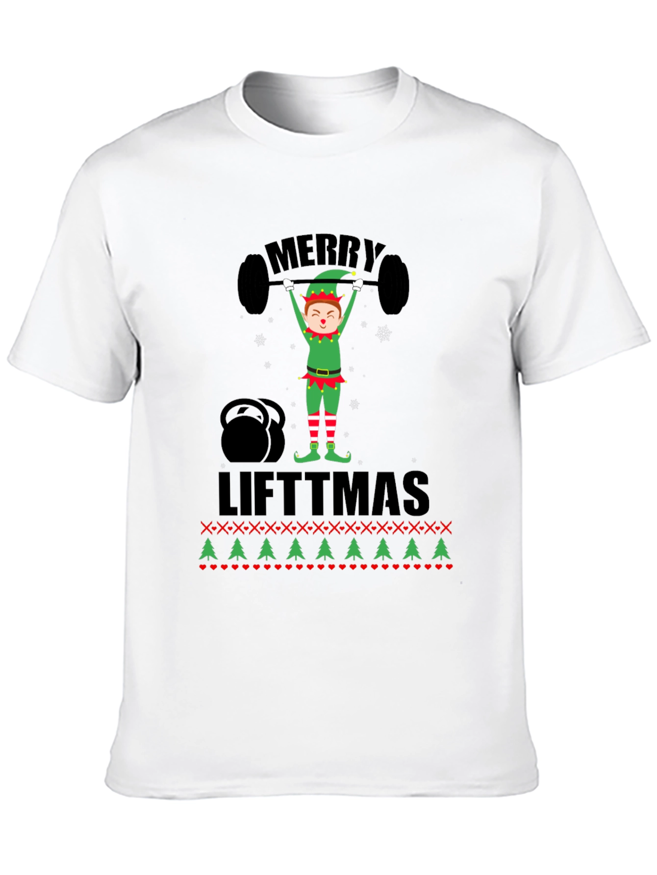 Merry Liftmas Weightlifting Elf Holiday T-Shirt