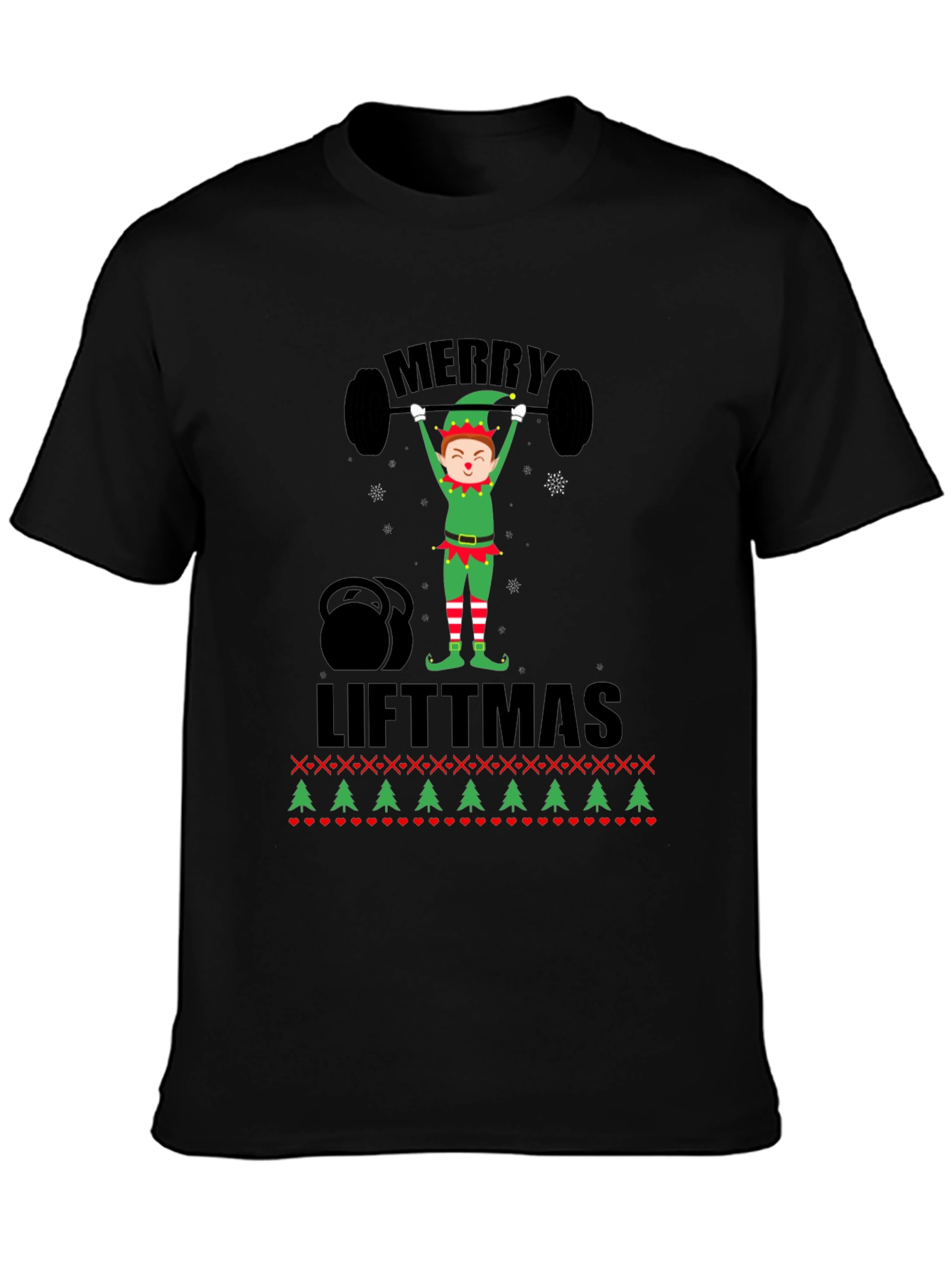 Merry Liftmas Weightlifting Elf Holiday T-Shirt