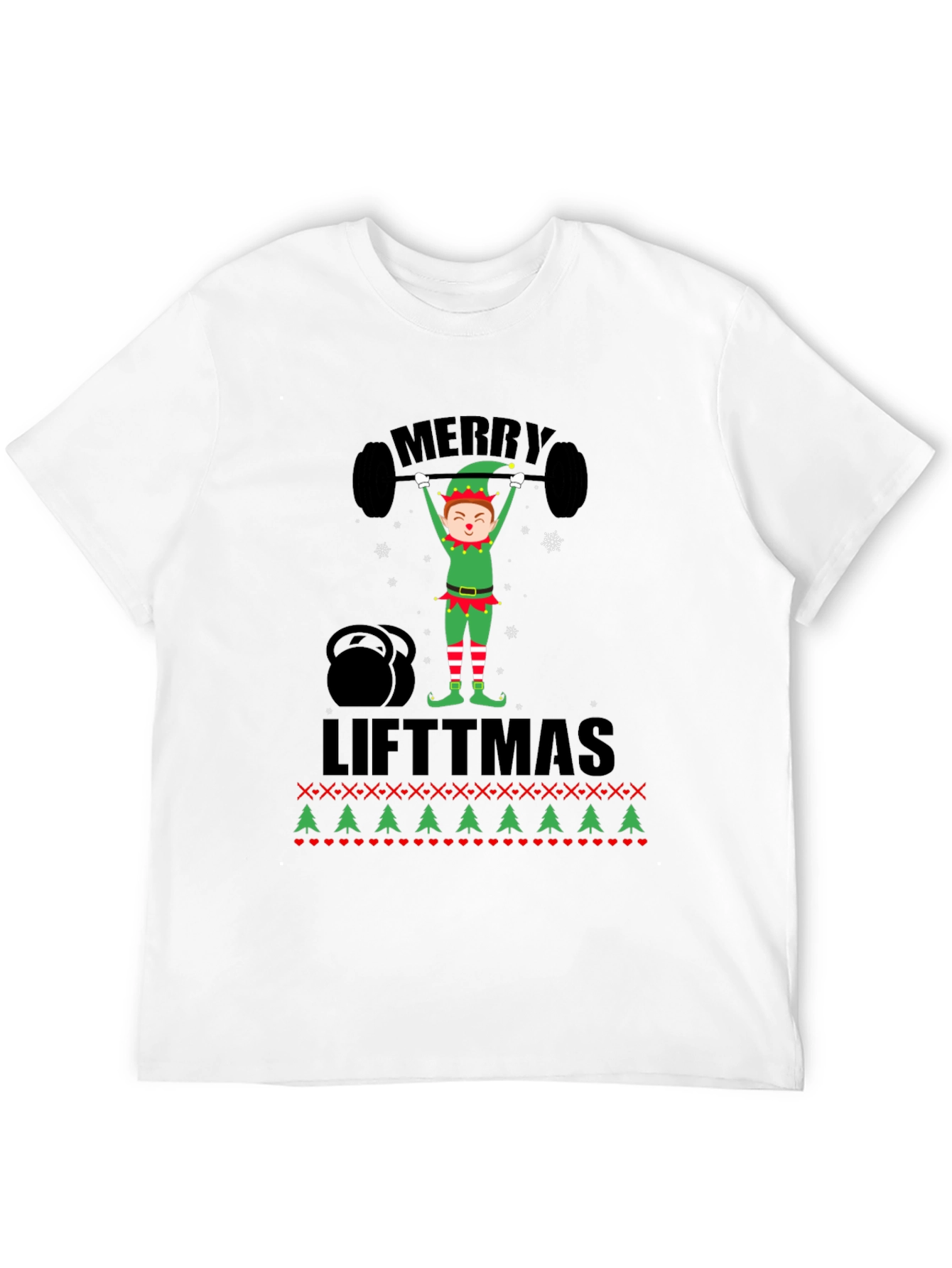 Merry Liftmas Weightlifting Elf Holiday T-Shirt