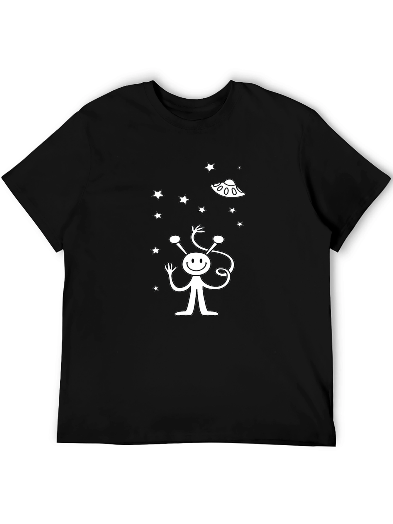 Alien UFO Graphic Black T-Shirt