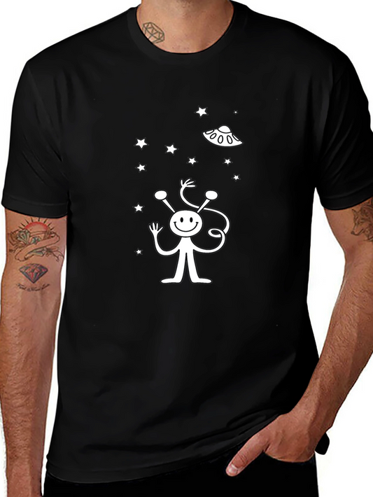 Alien UFO Graphic Black T-Shirt