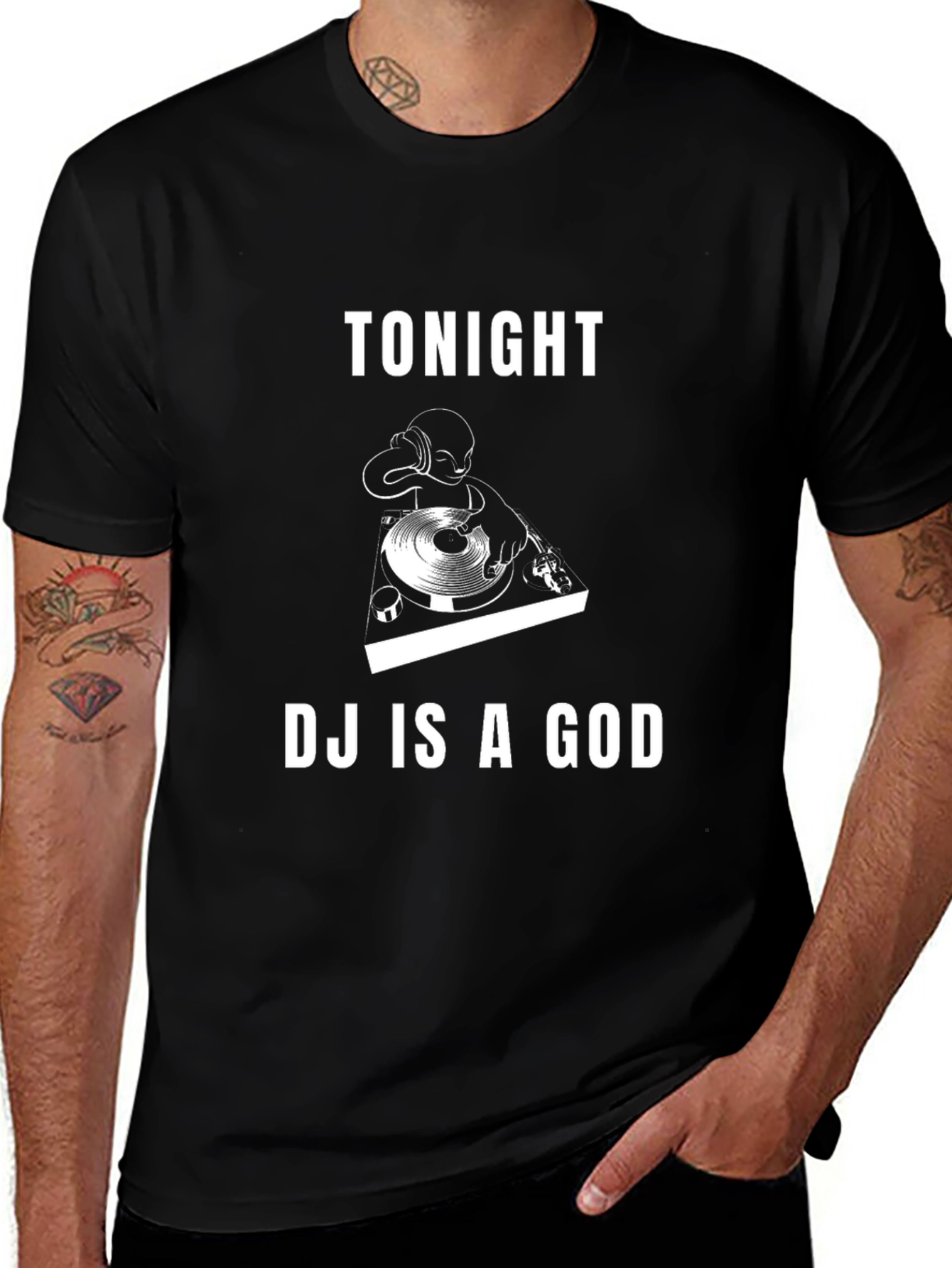 Tonight DJ Is A God Black Graphic Tee
