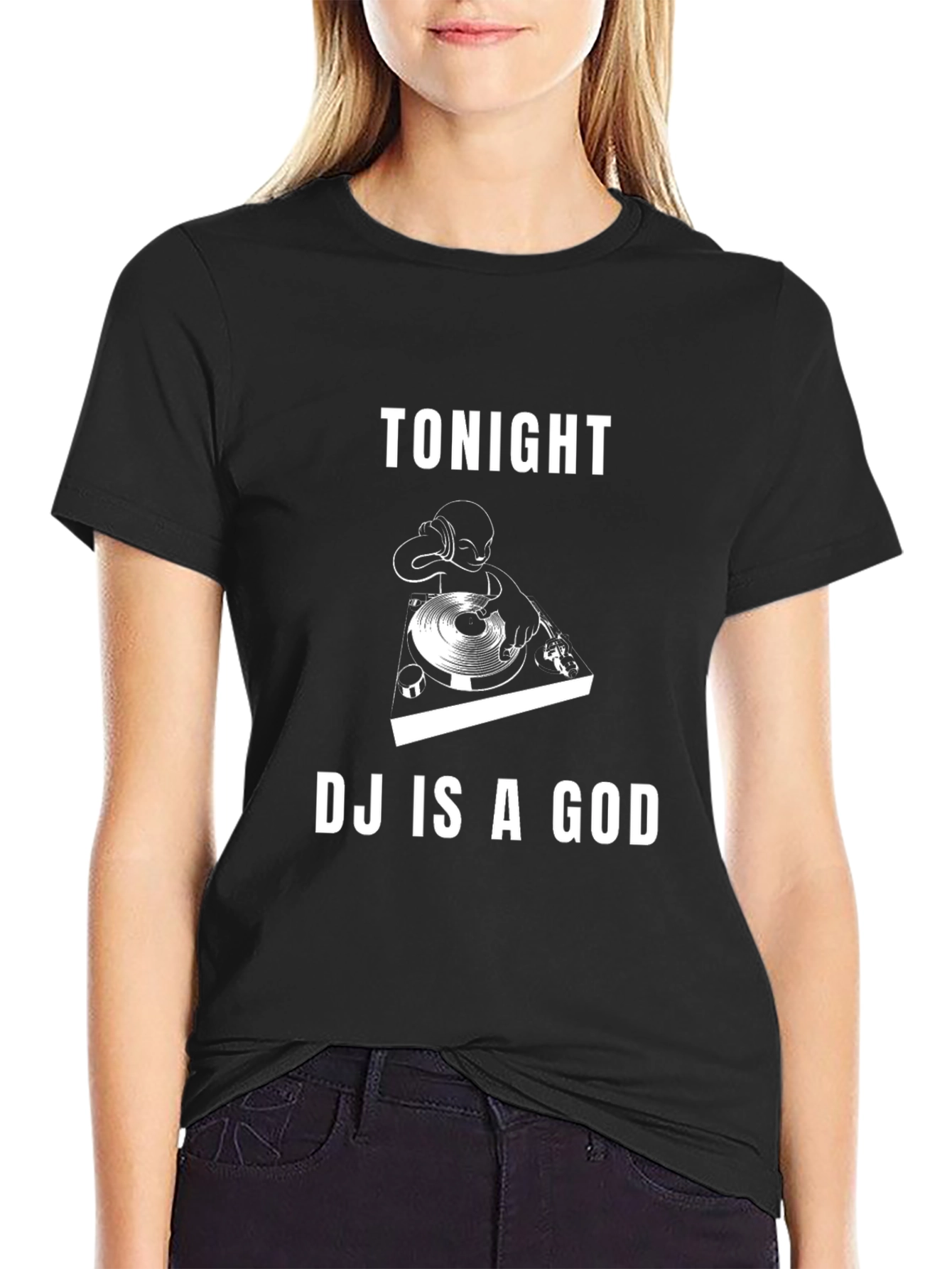 Tonight DJ Is A God Black Graphic Tee