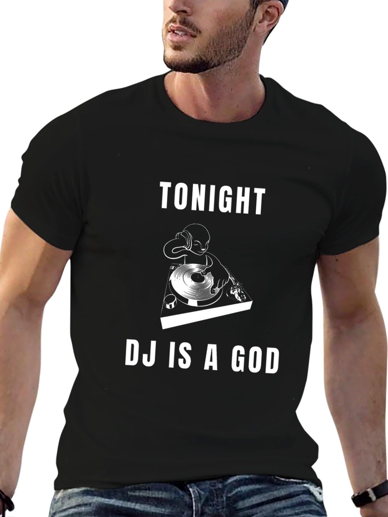 Tonight DJ Is A God Black Graphic Tee