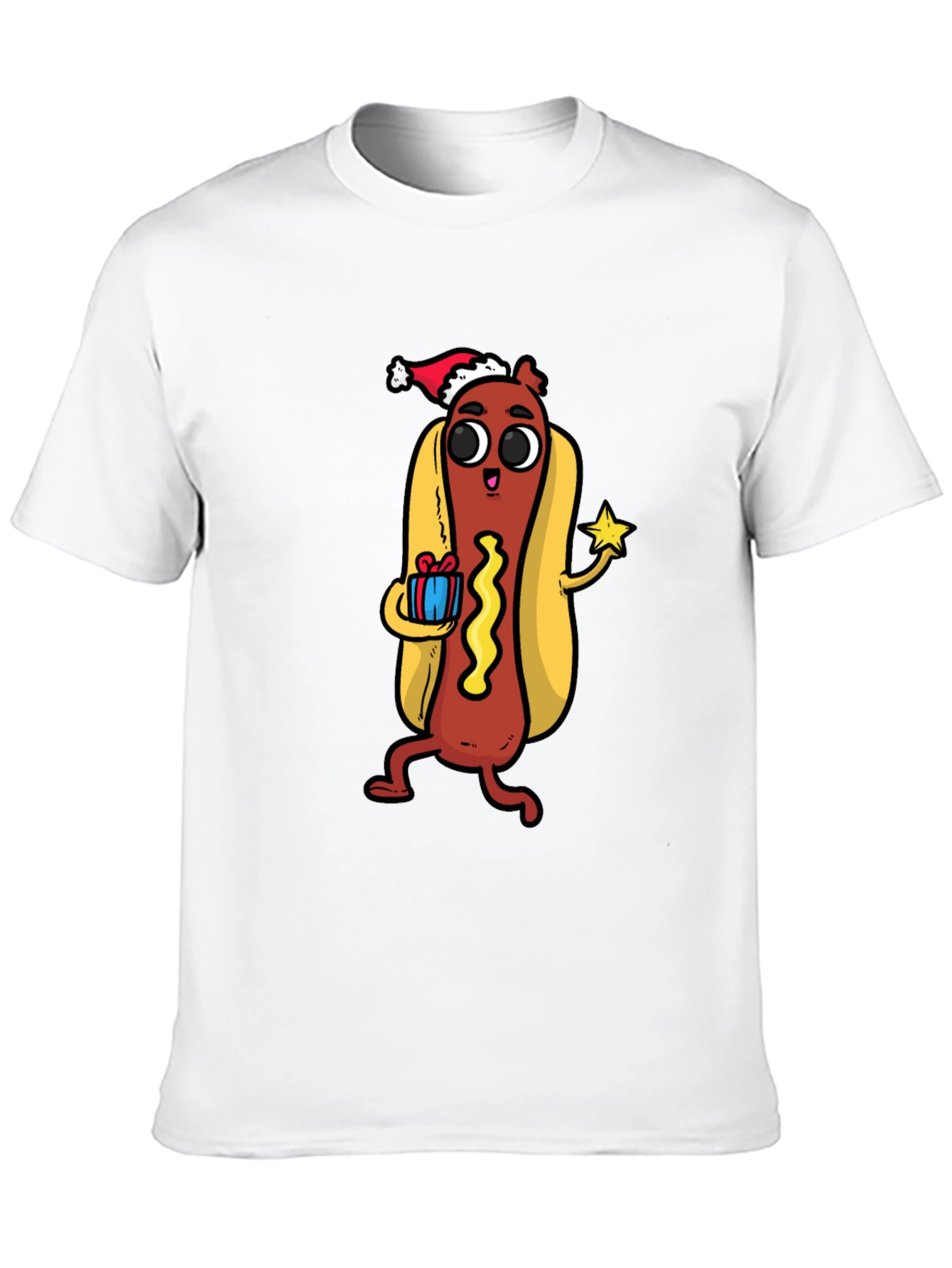 Festive Hot Dog Graphic Tee - Holiday Fun!