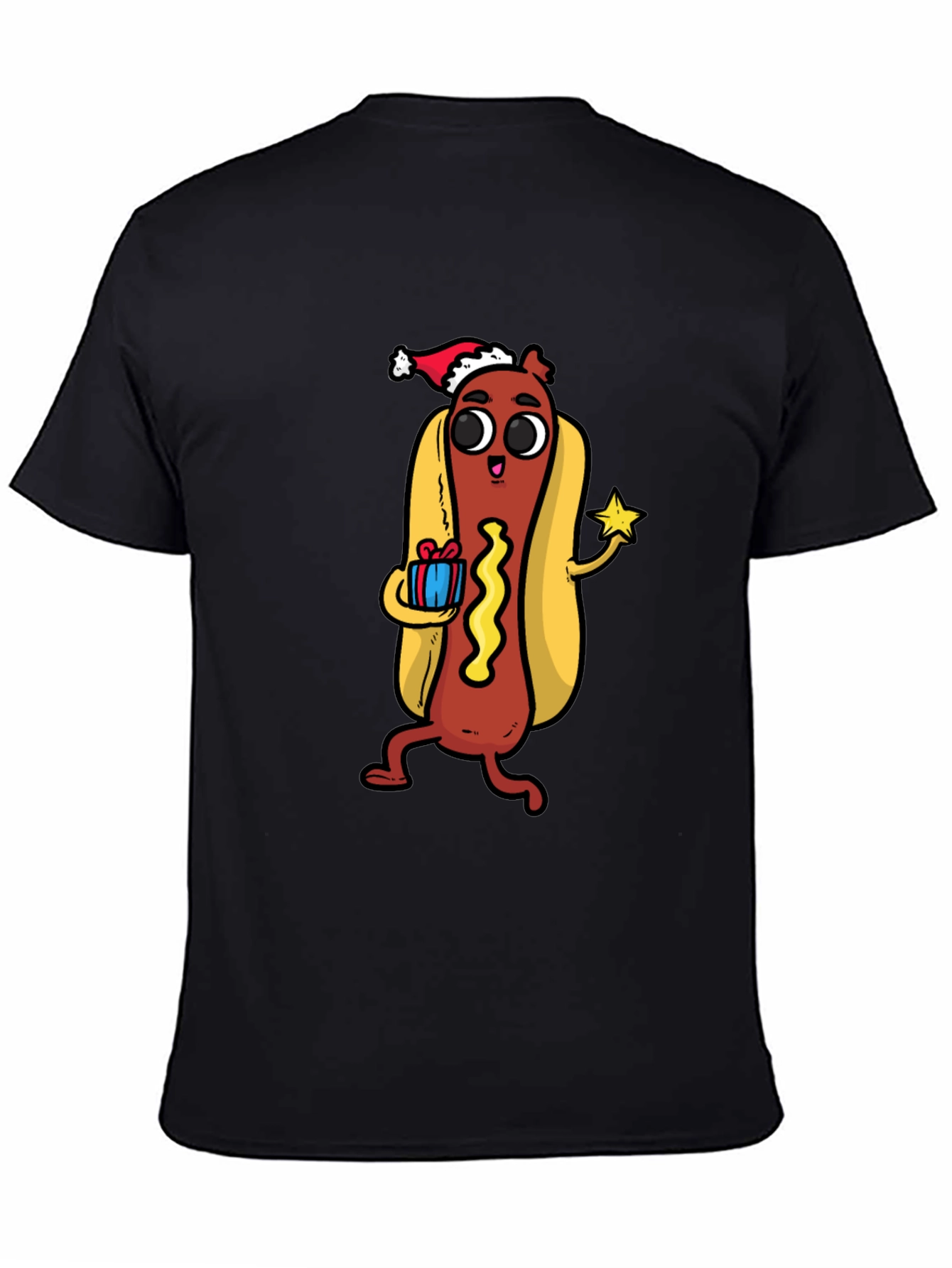 Festive Hot Dog Graphic Tee - Holiday Fun!