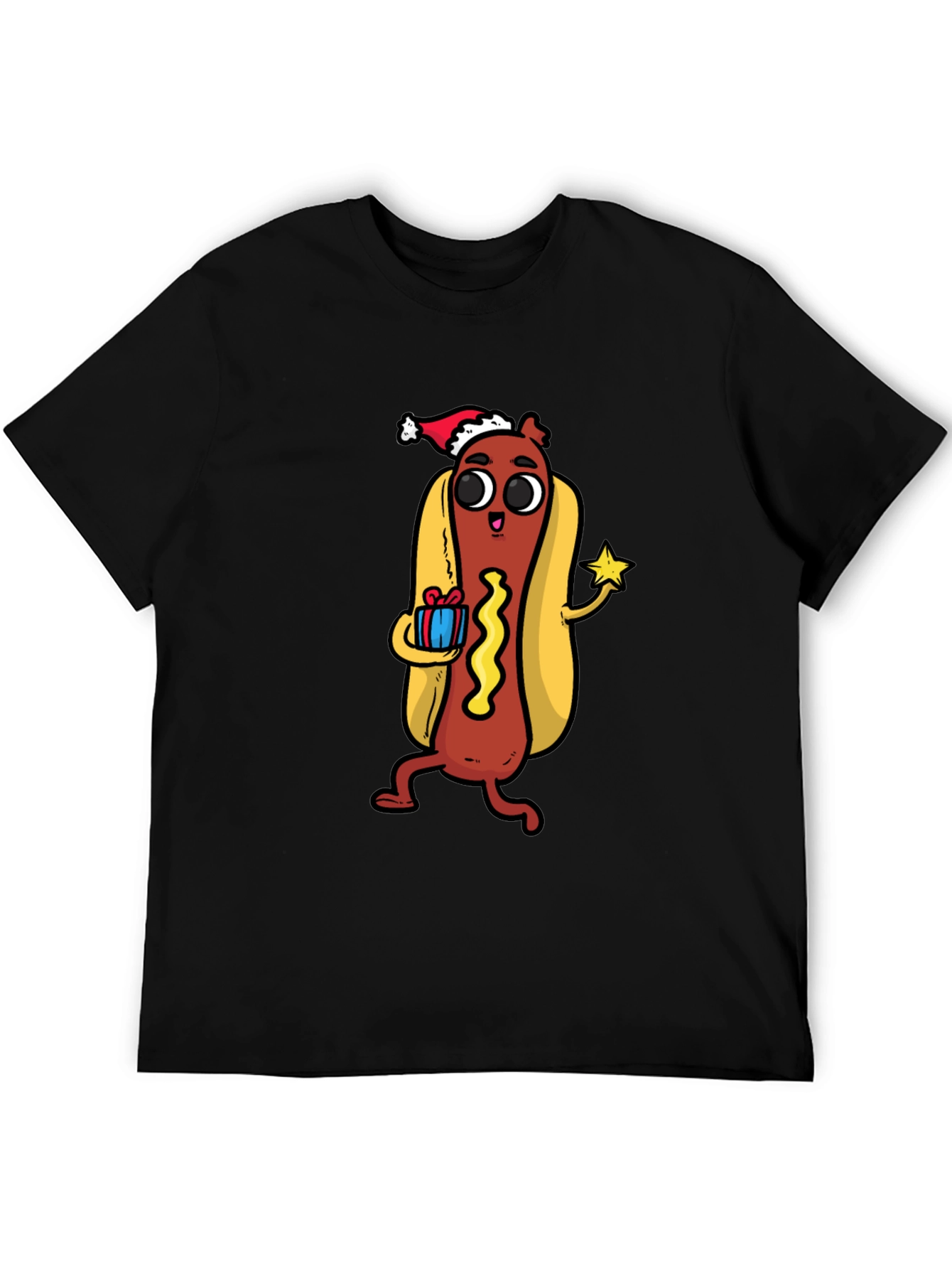 Festive Hot Dog Graphic Tee - Holiday Fun!