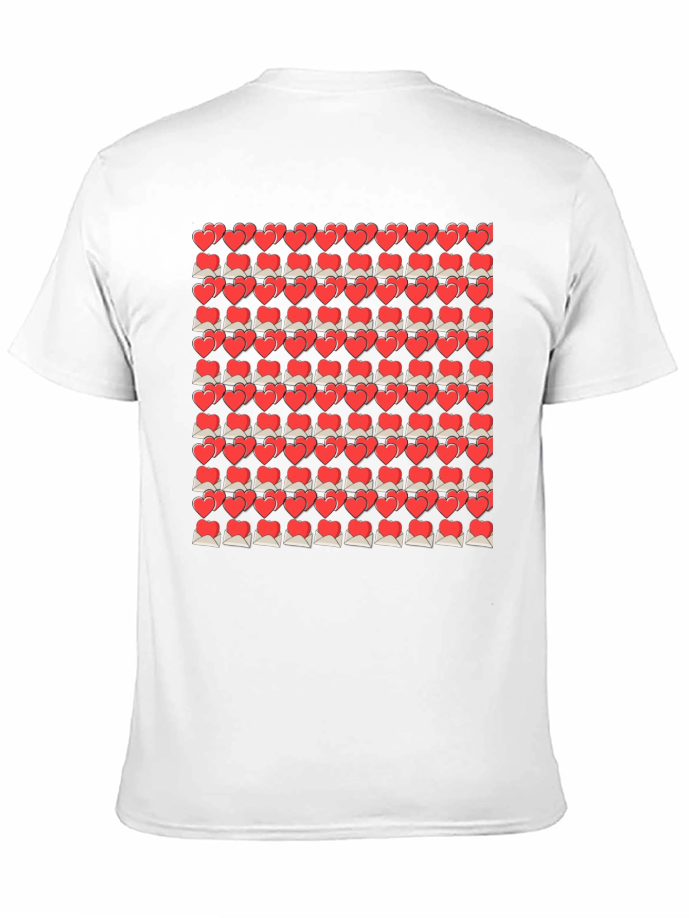 Heart Envelope Pattern Black T-Shirt