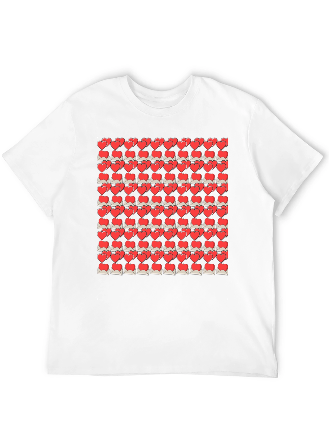 Heart Envelope Pattern Black T-Shirt
