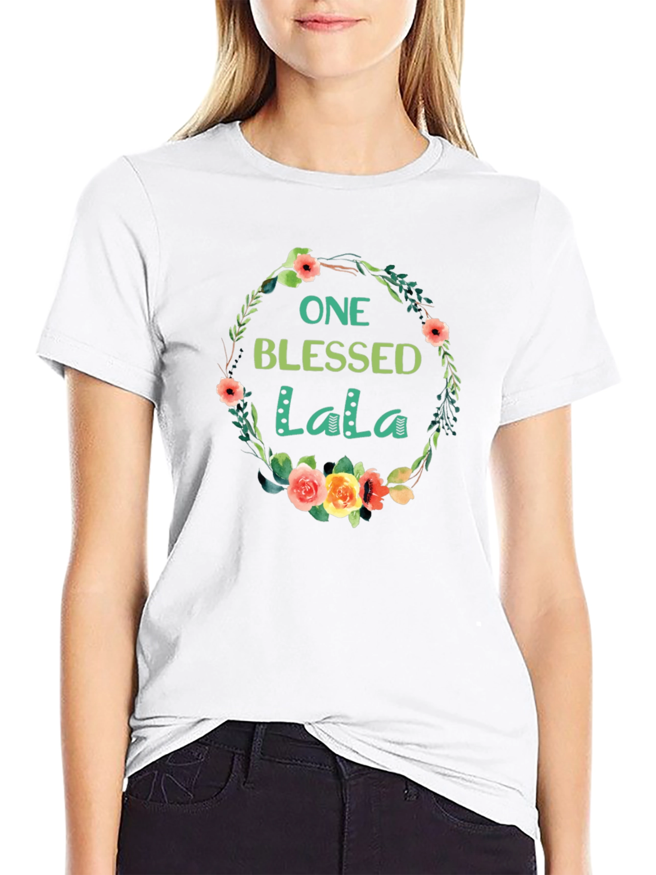 Blessed LaLa Floral Wreath T-Shirt