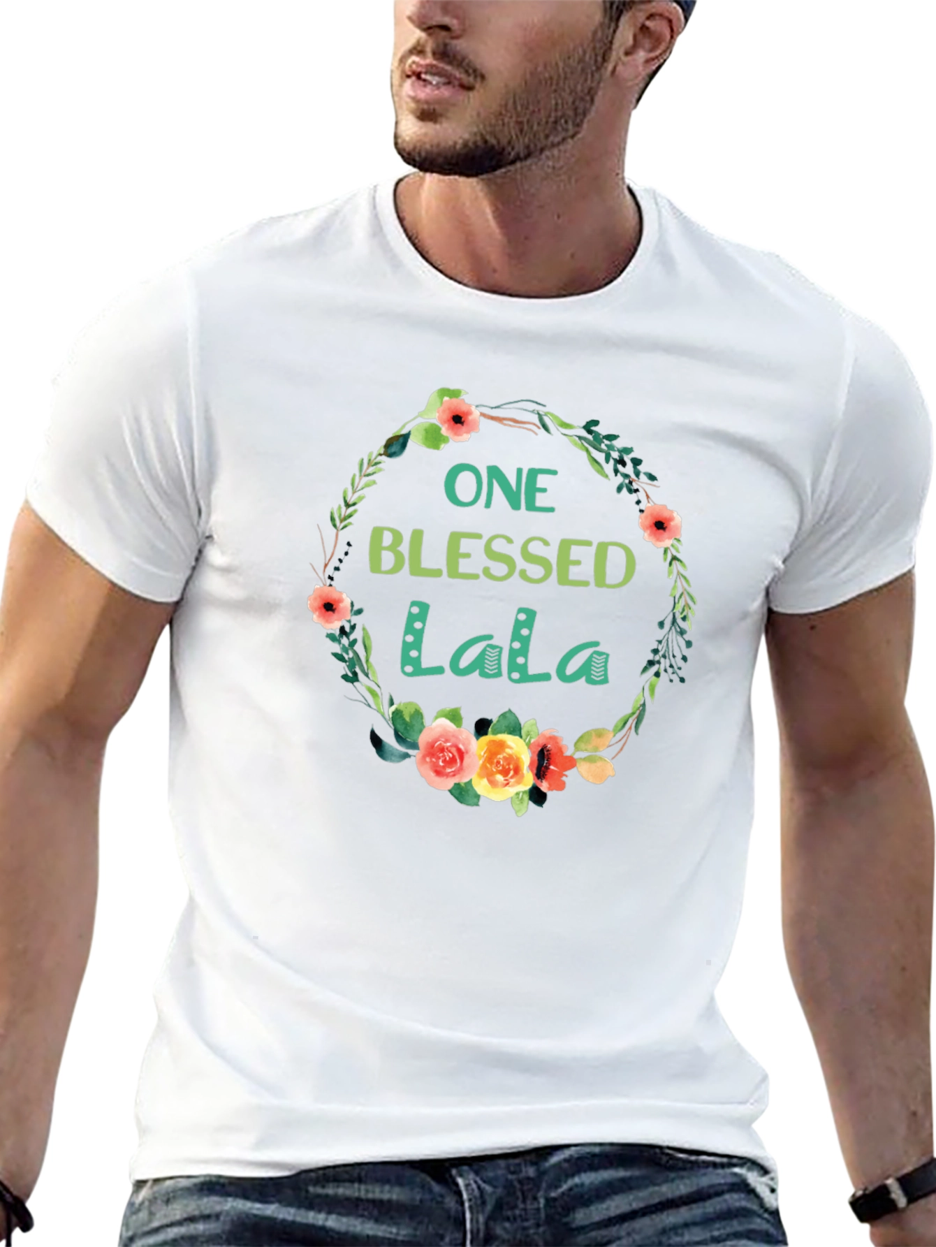 Blessed LaLa Floral Wreath T-Shirt