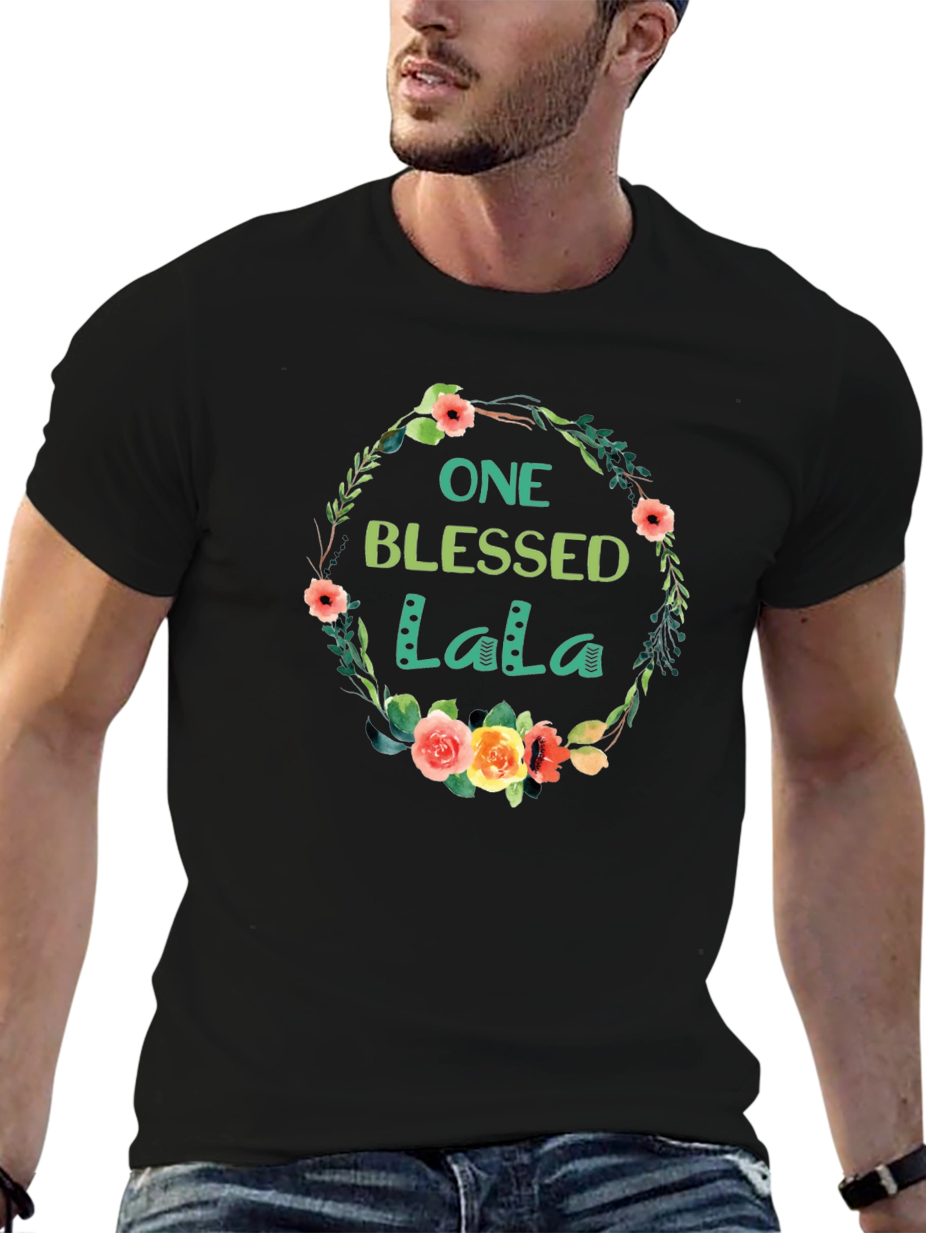 Blessed LaLa Floral Wreath T-Shirt
