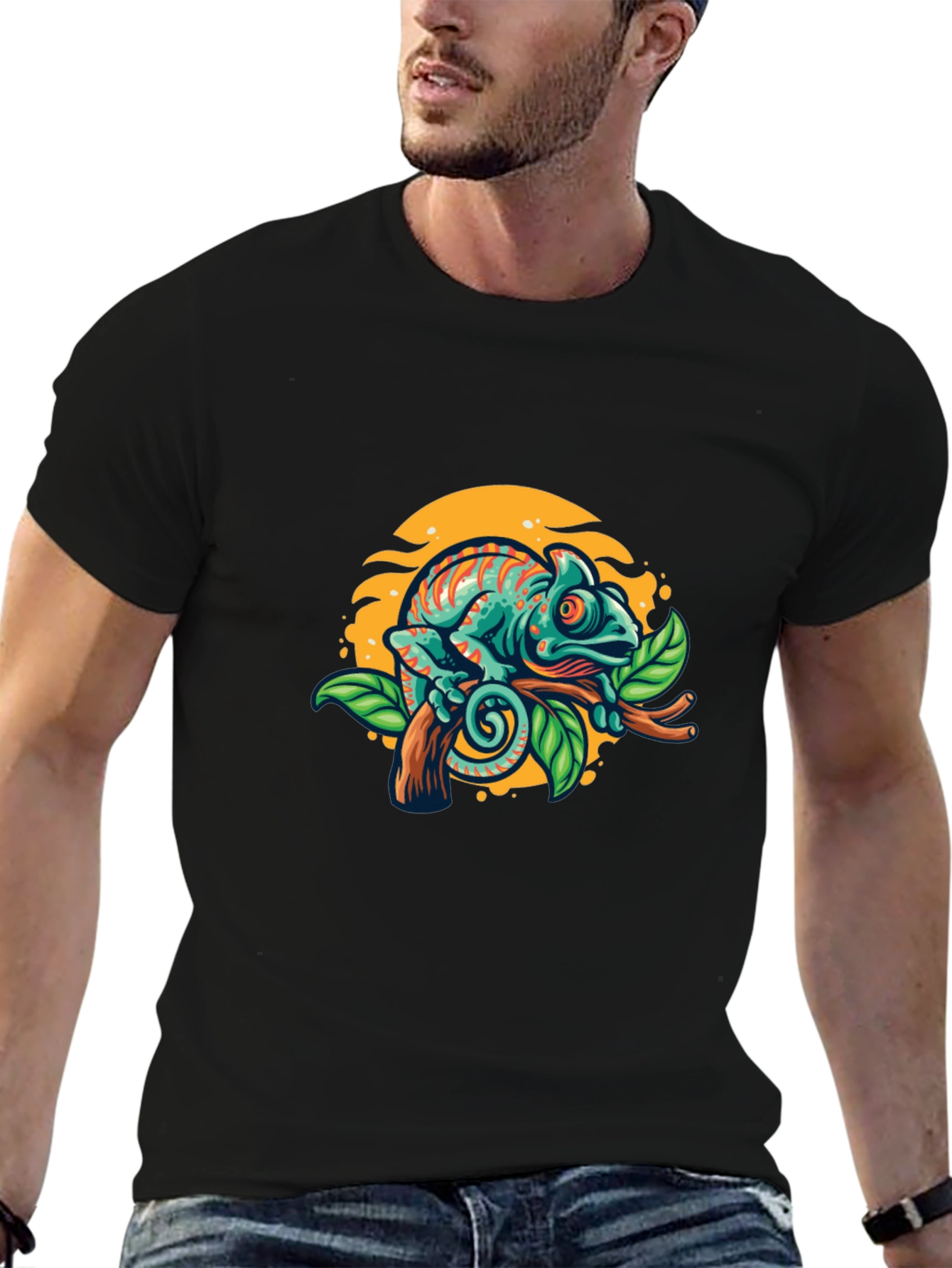 Chameleon Graphic T-Shirt - Vibrant Reptile Tee