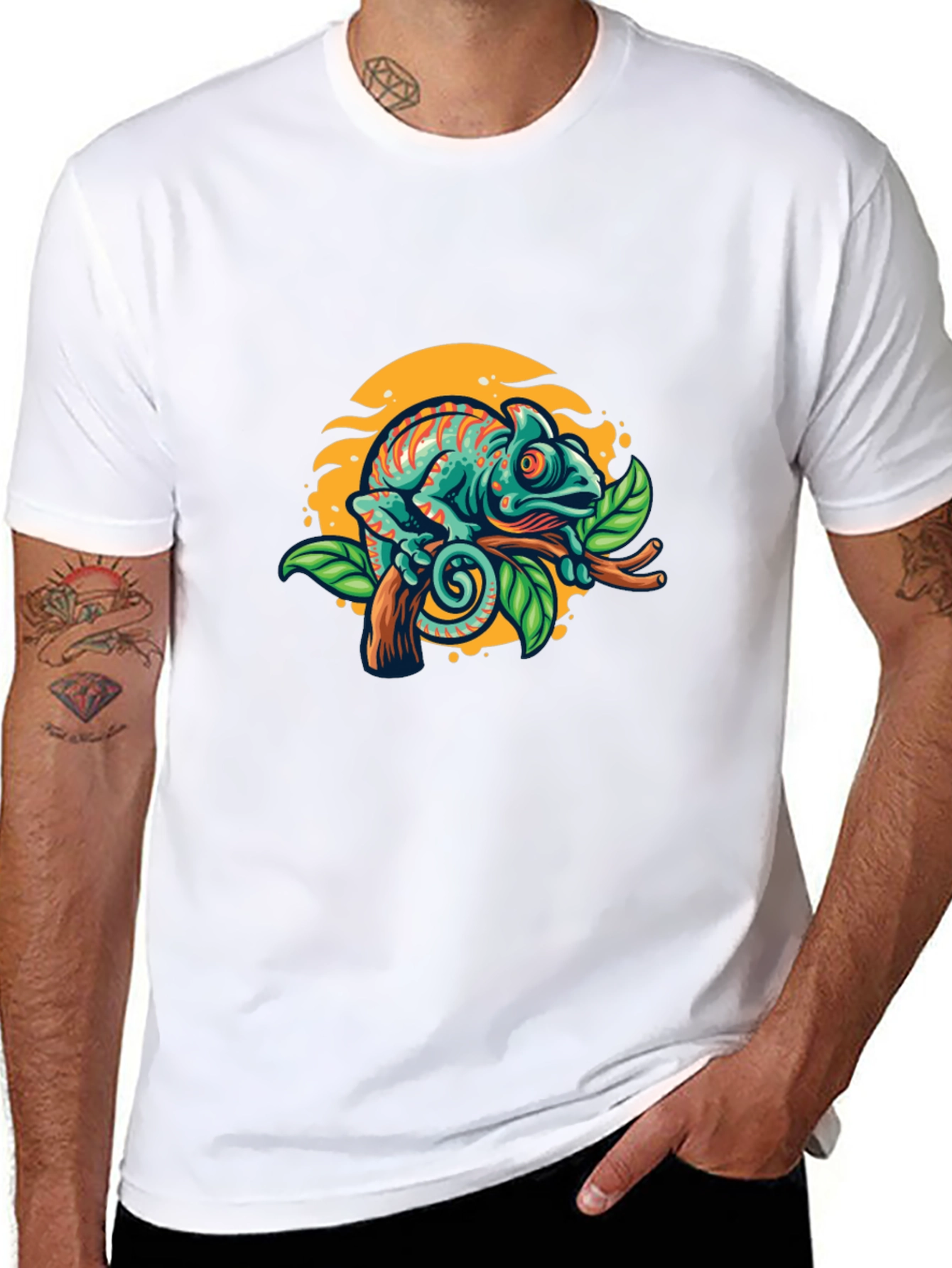 Chameleon Graphic T-Shirt - Vibrant Reptile Tee