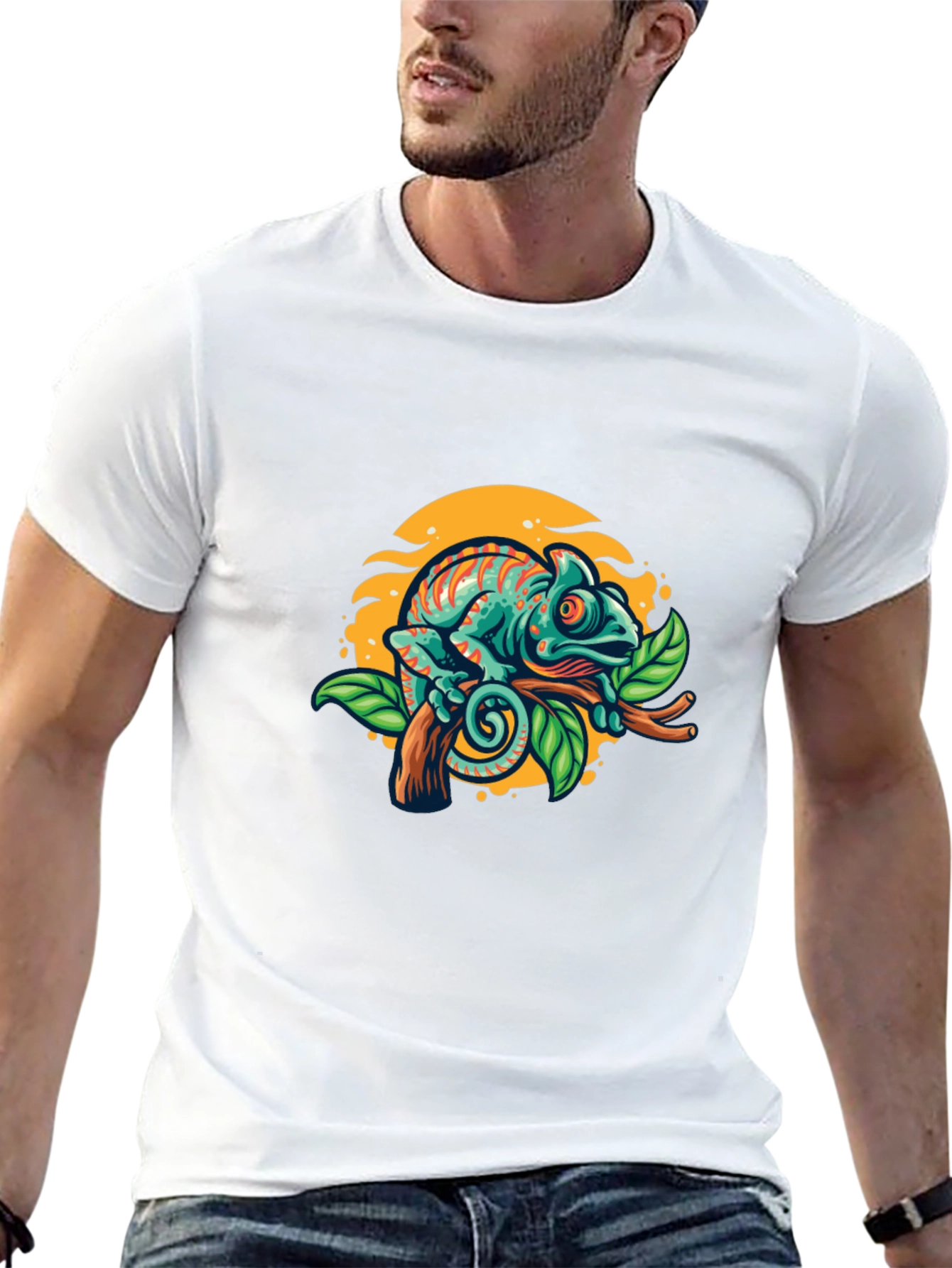 Chameleon Graphic T-Shirt - Vibrant Reptile Tee
