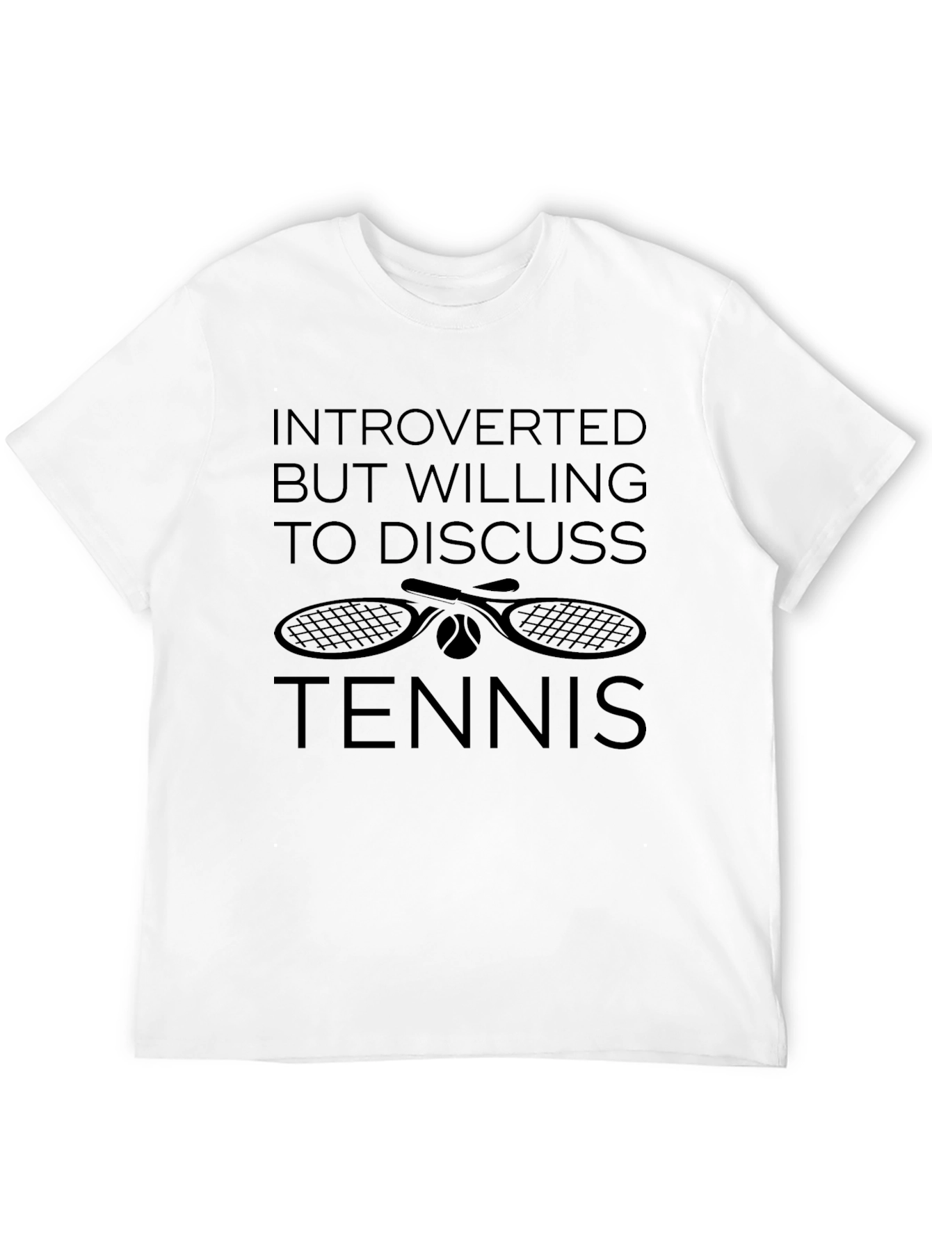 Introverted Tennis Lover Black Graphic T-Shirt
