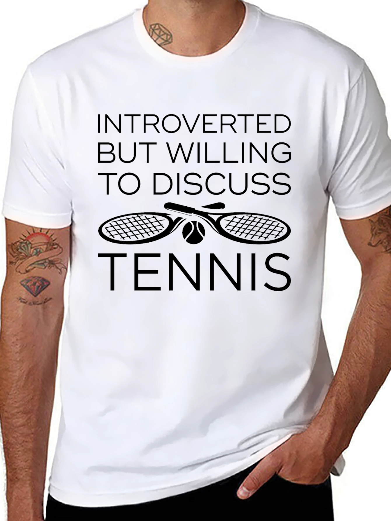 Introverted Tennis Lover Black Graphic T-Shirt