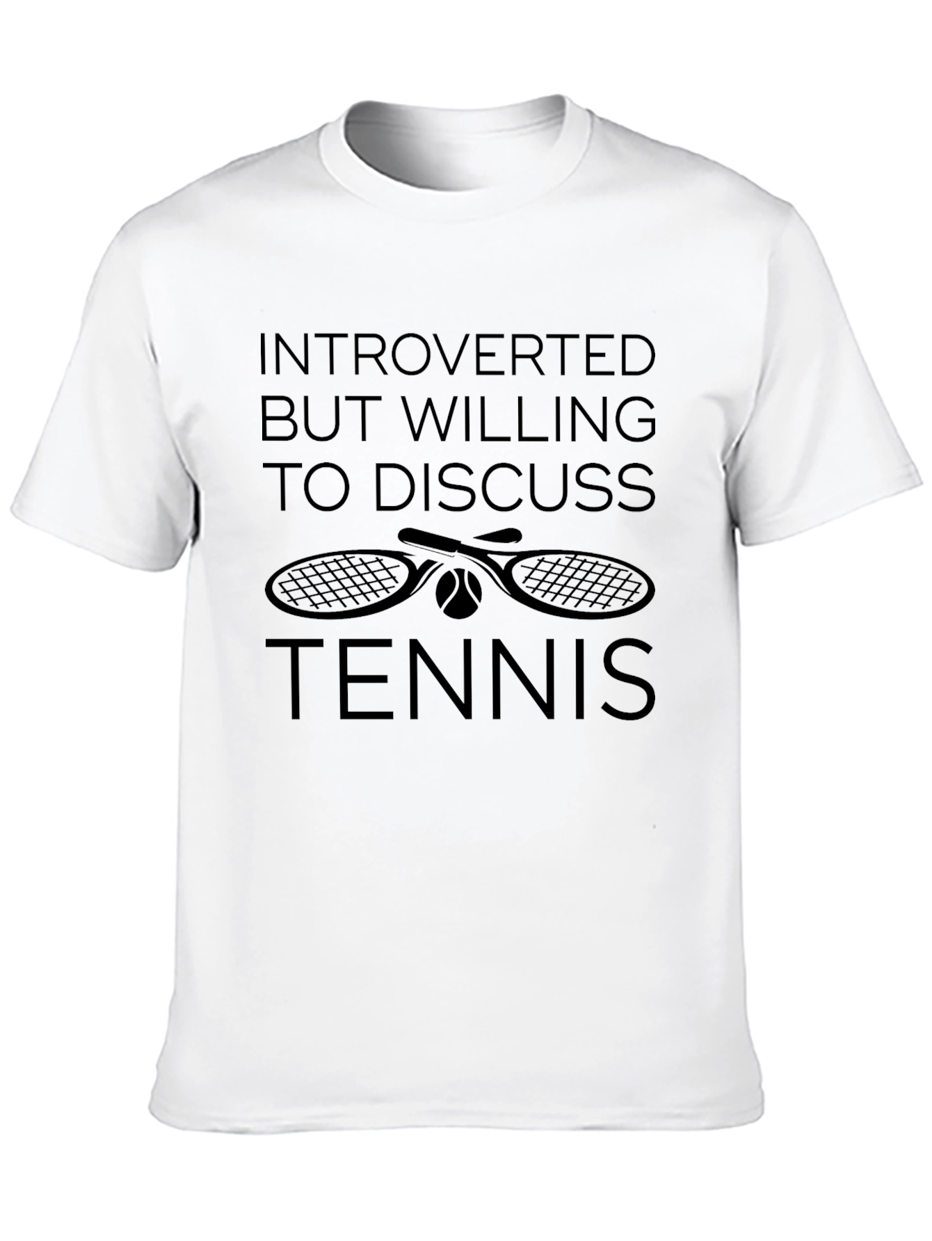 Introverted Tennis Lover Black Graphic T-Shirt
