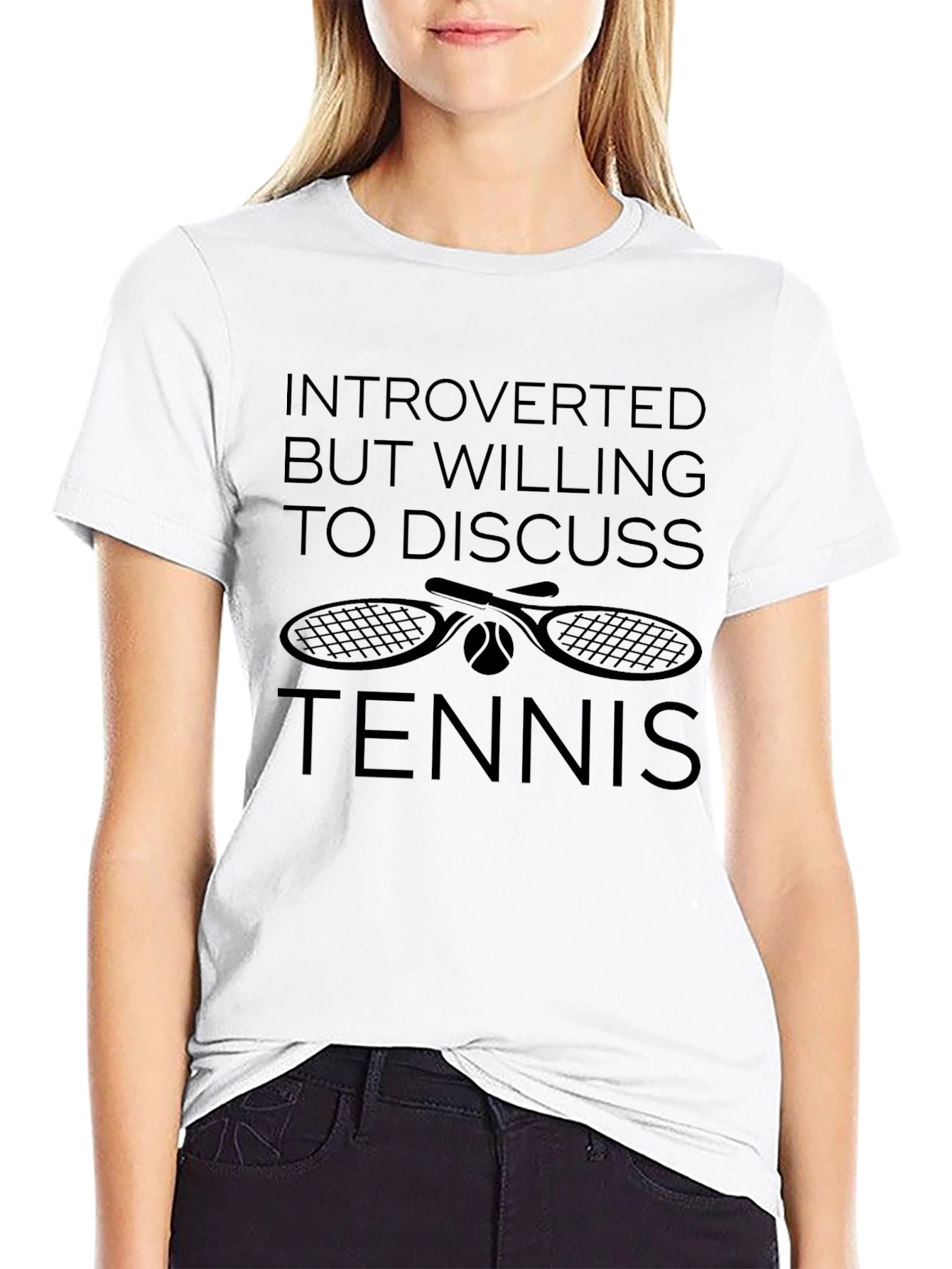 Introverted Tennis Lover Black Graphic T-Shirt