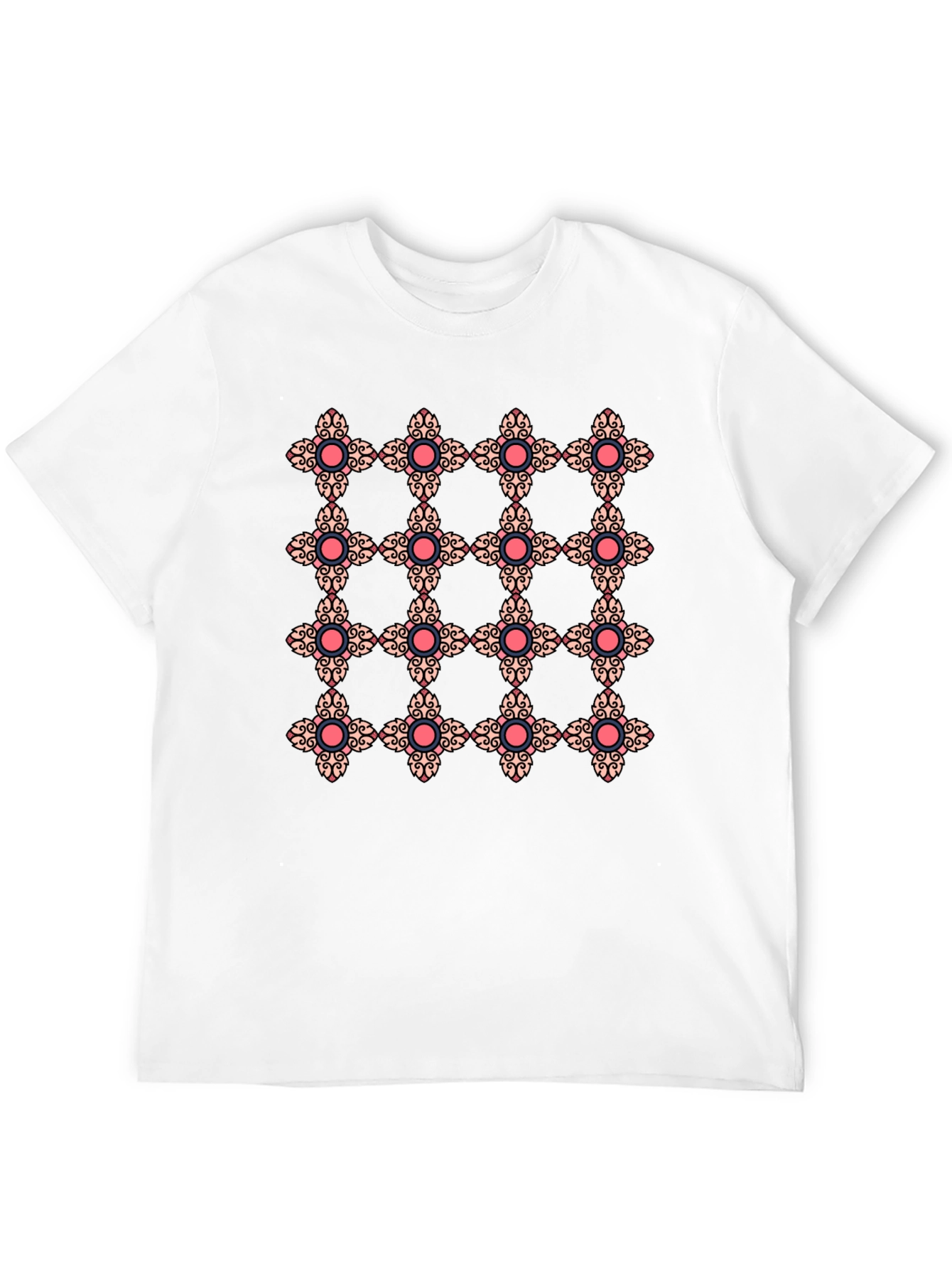Ornate Floral Pattern Black T-Shirt