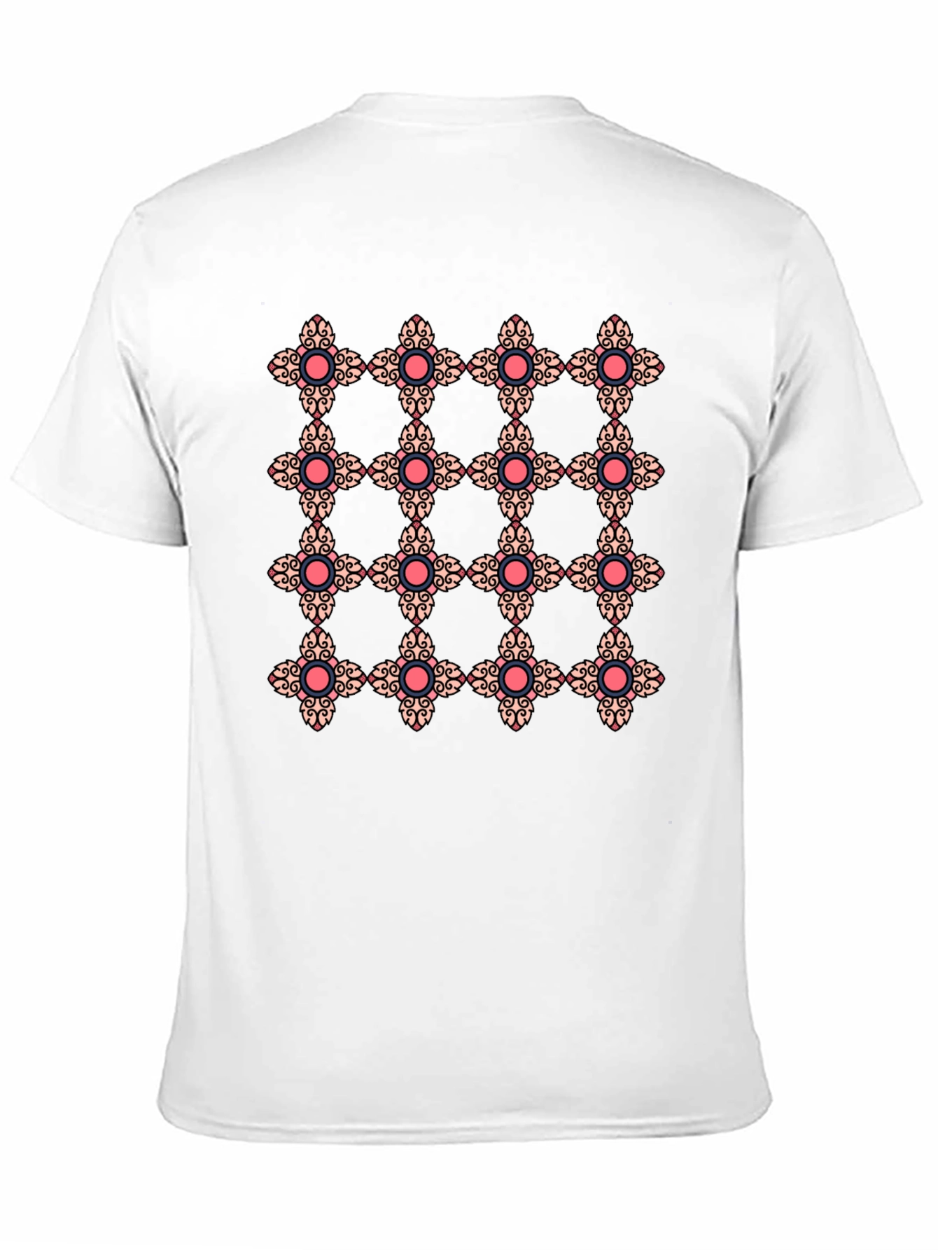Ornate Floral Pattern Black T-Shirt