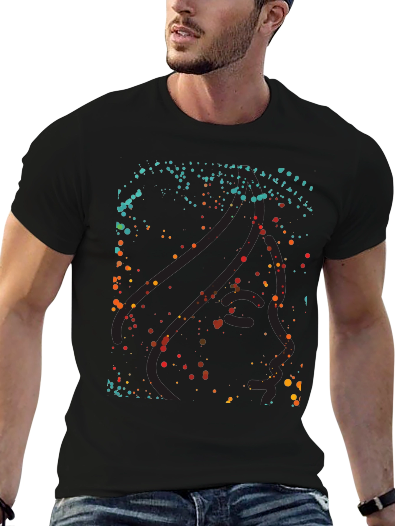 Abstract Dotted Graphic Black T-Shirt