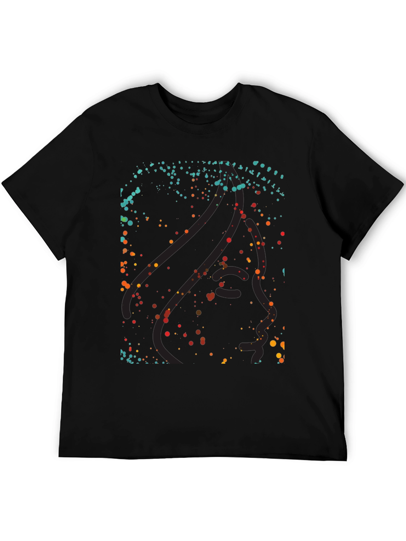 Abstract Dotted Graphic Black T-Shirt