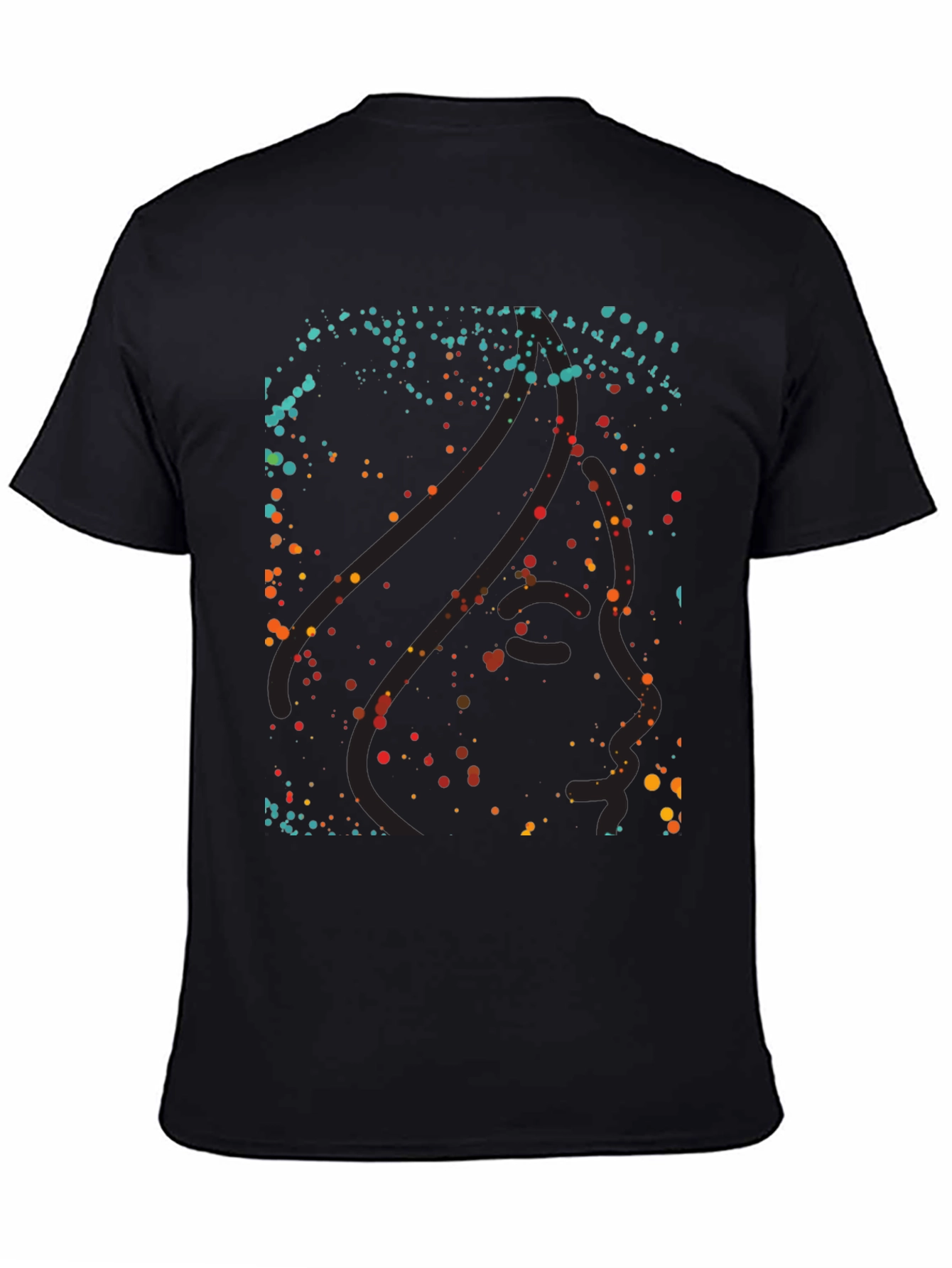 Abstract Dotted Graphic Black T-Shirt