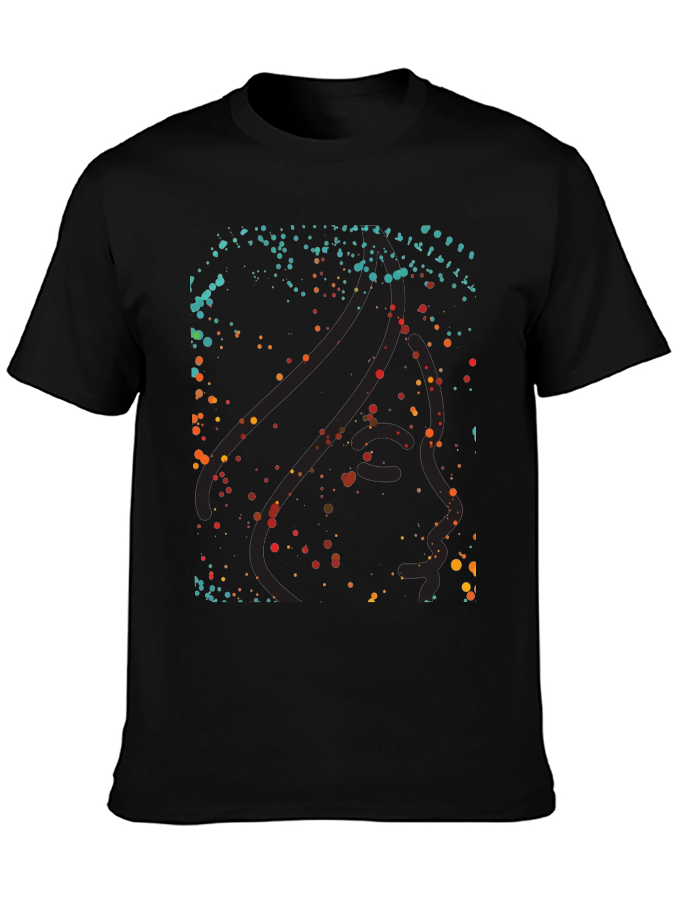 Abstract Dotted Graphic Black T-Shirt