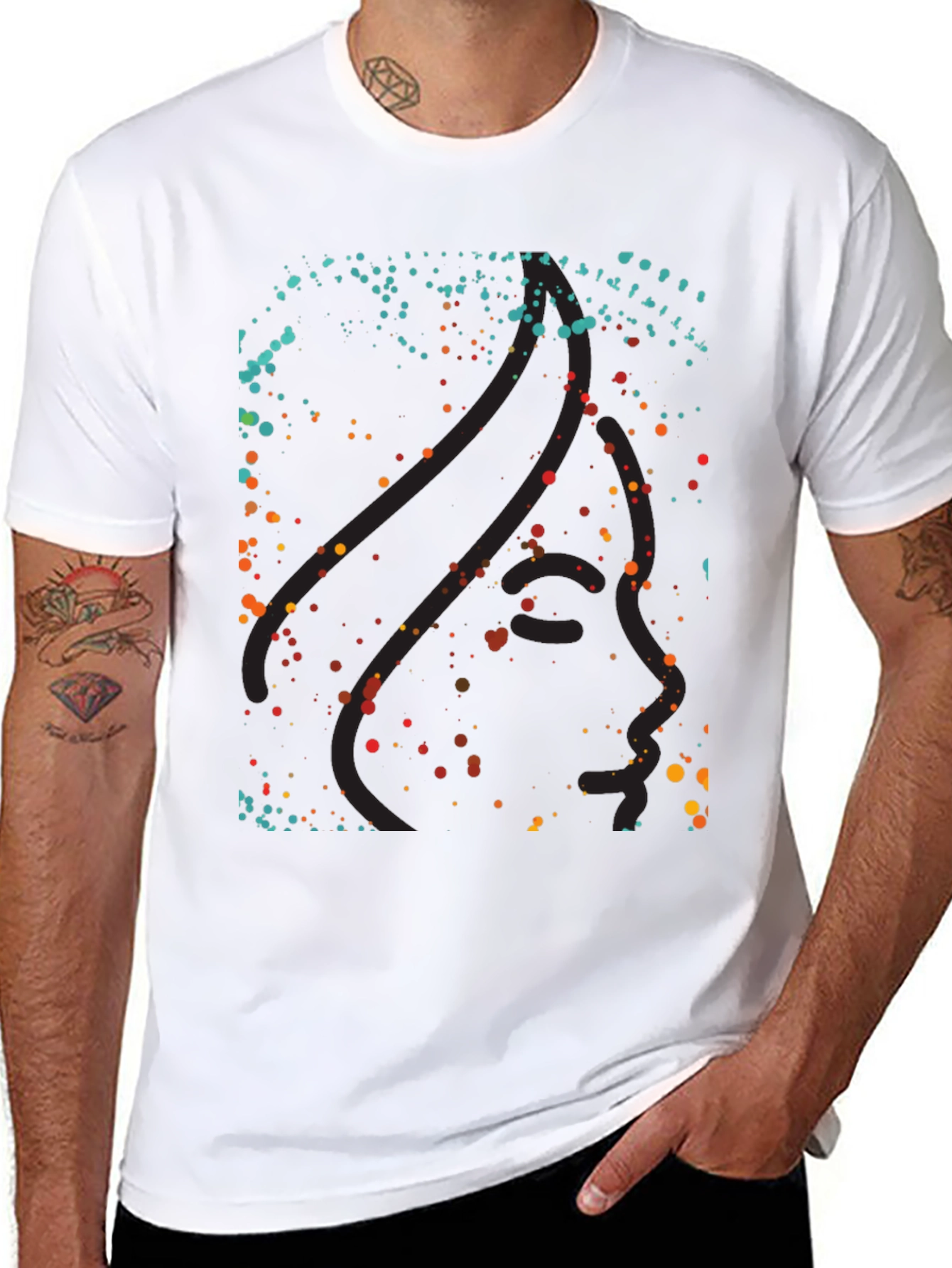 Abstract Dotted Graphic Black T-Shirt