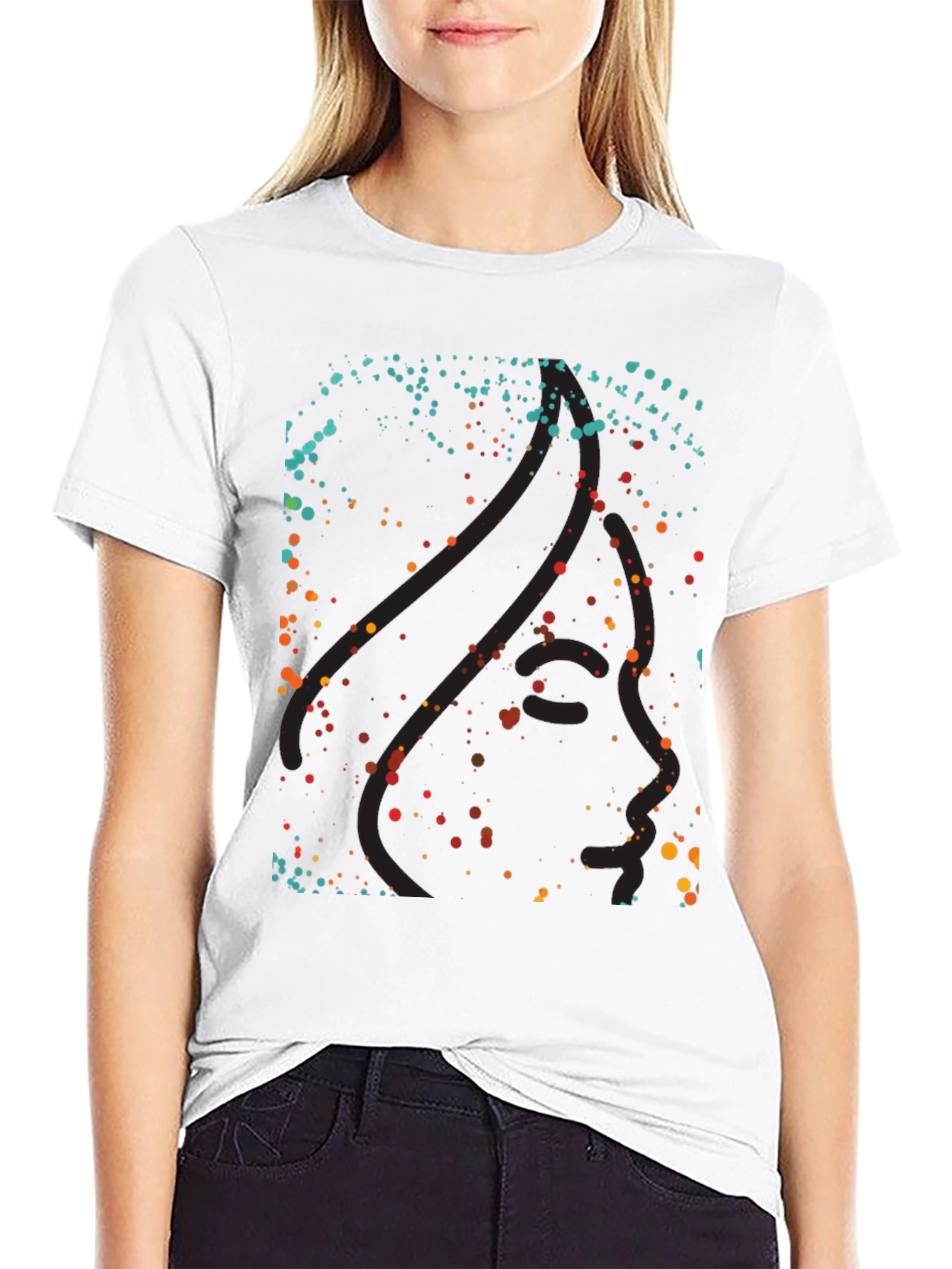 Abstract Dotted Graphic Black T-Shirt