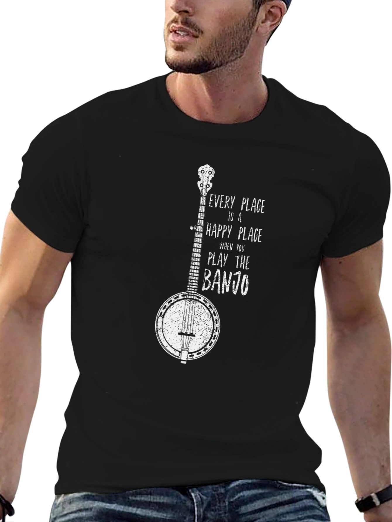 Banjo Graphic T-Shirt - Happy Place Music Tee