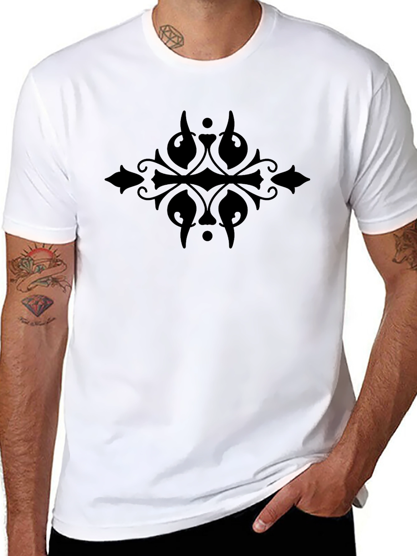 Embroidered Black Graphic Tee - Casual Style