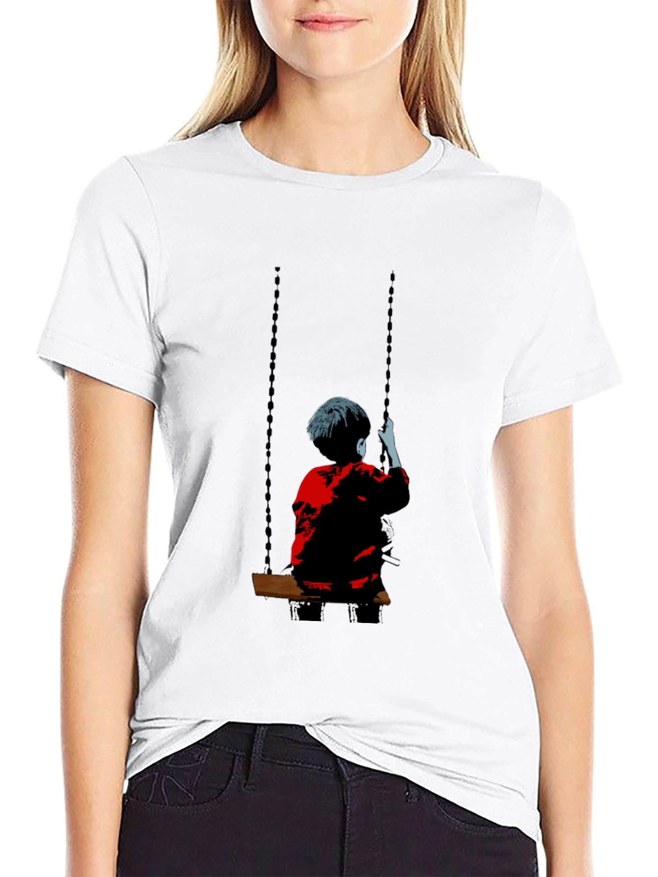 Banksy Swing Boy Graphic Tee - Black