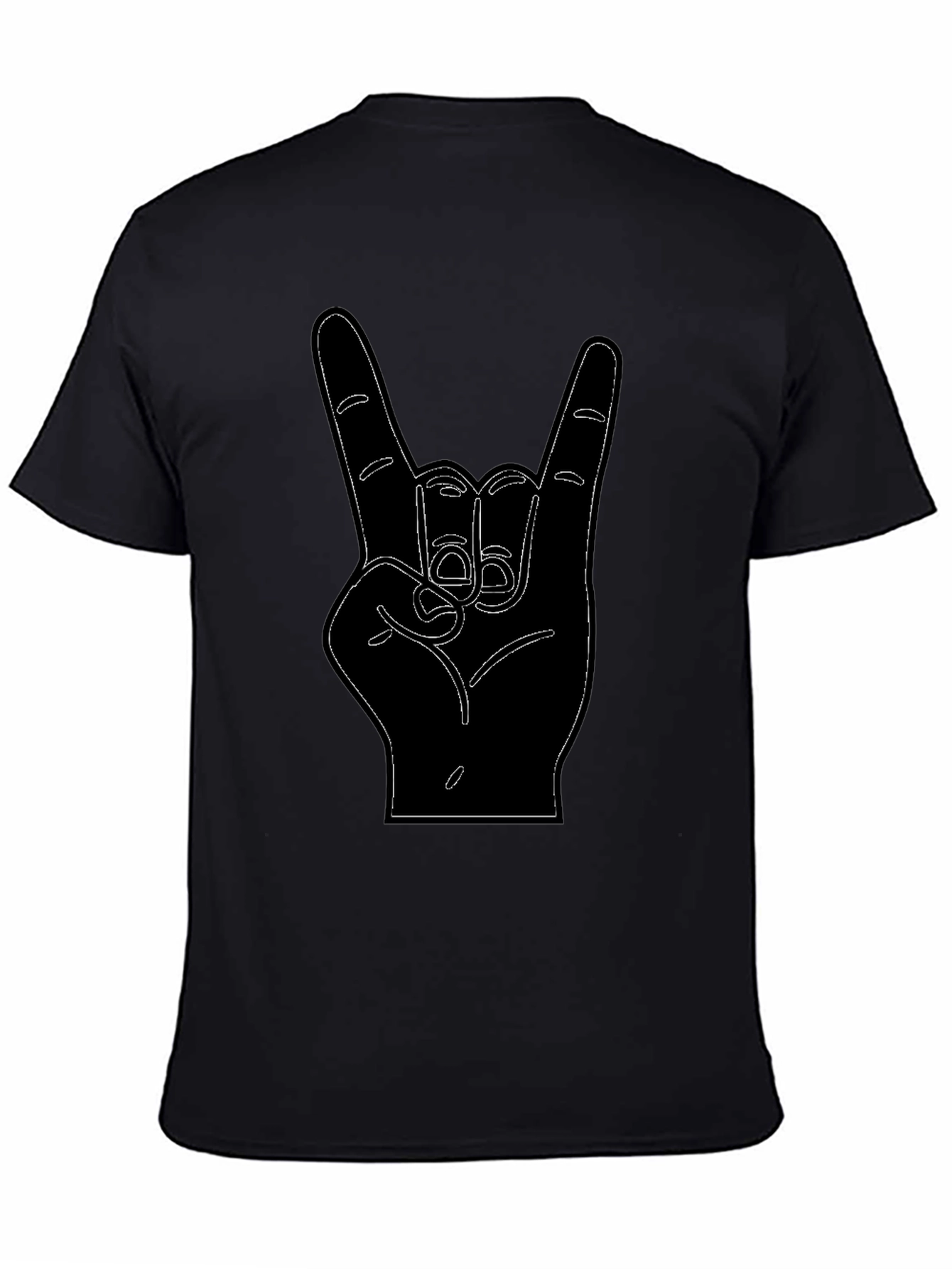 Rock On Hand Sign Black Graphic Tee