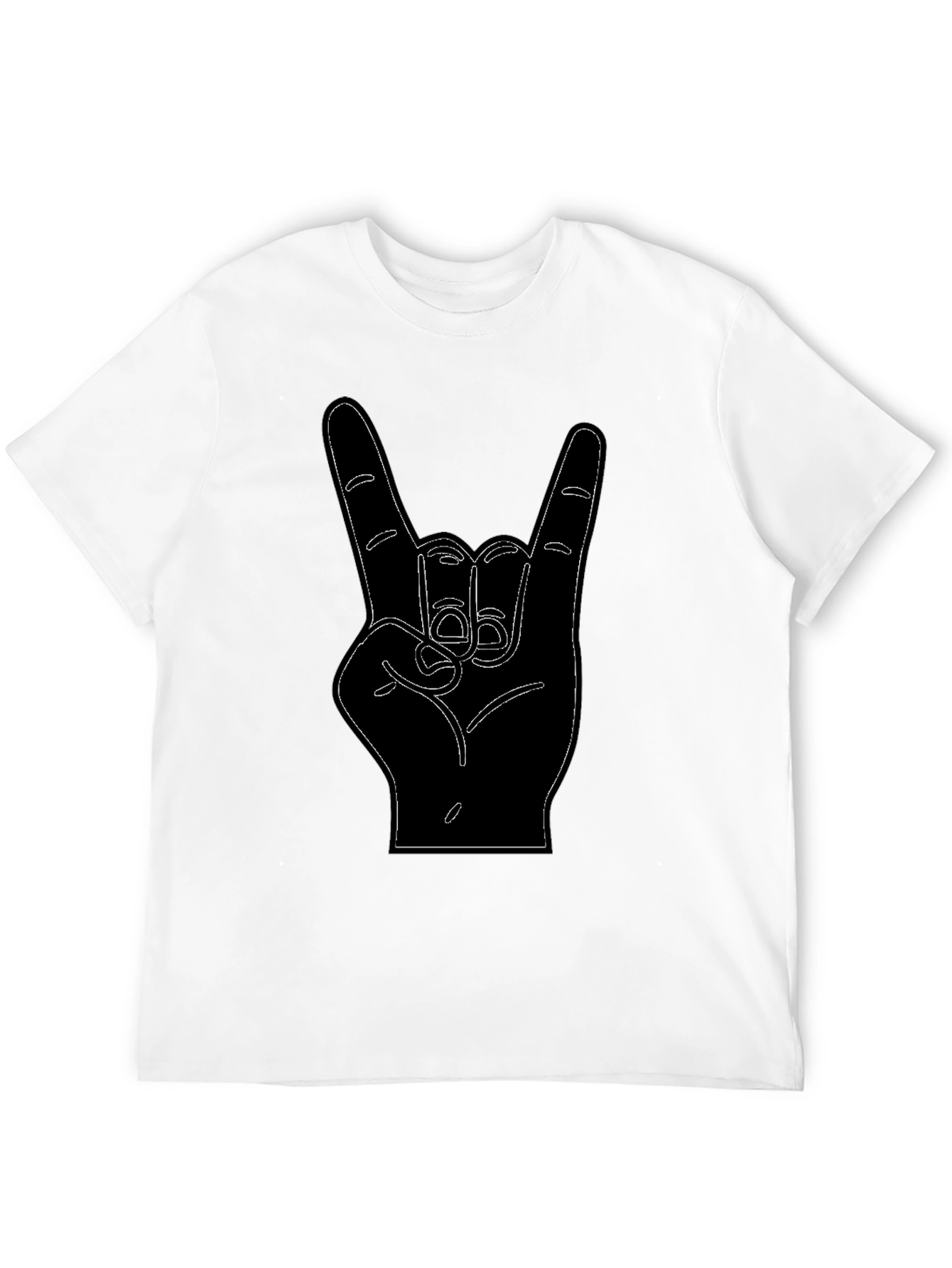 Rock On Hand Sign Black Graphic Tee