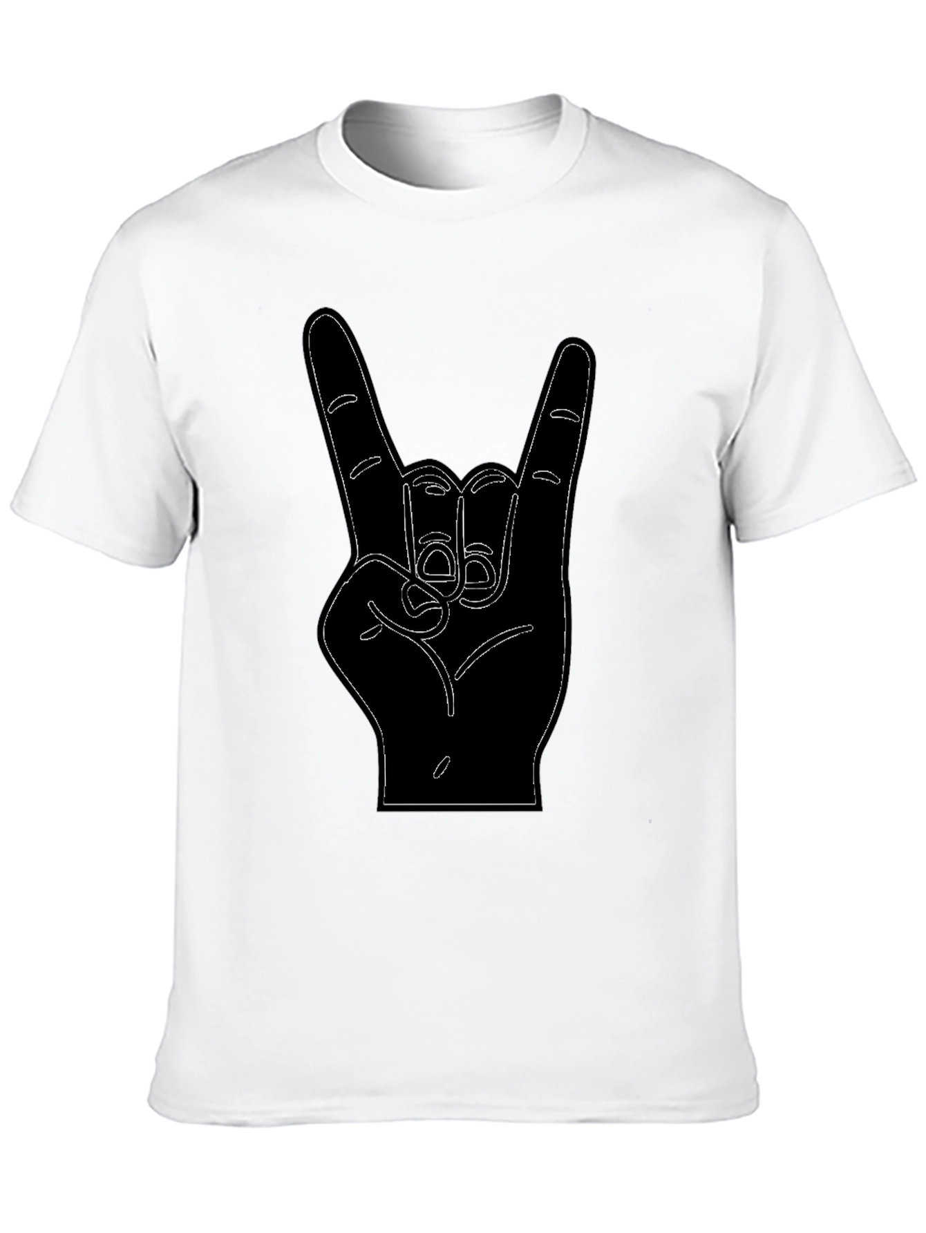 Rock On Hand Sign Black Graphic Tee